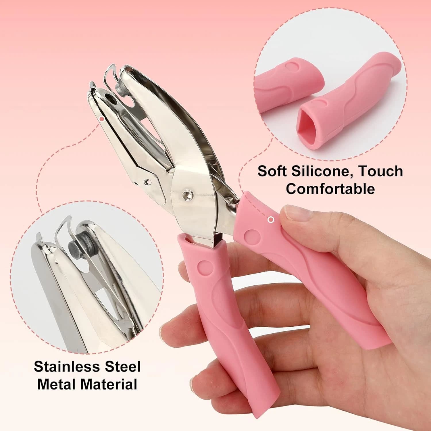 Single Hole Punch, Handheld Paper Hole Puncher with Grip Handle for Crafts - Image 1