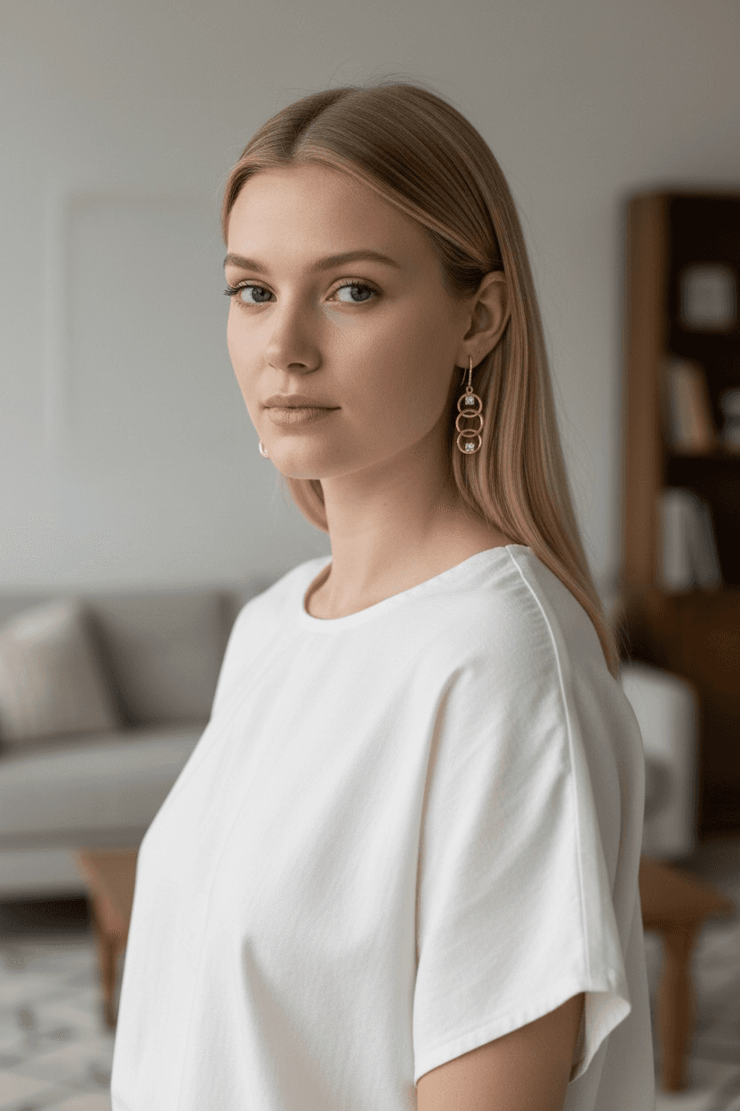 Gold Hoop Earrings with Clear Stones - Thumbnail 2
