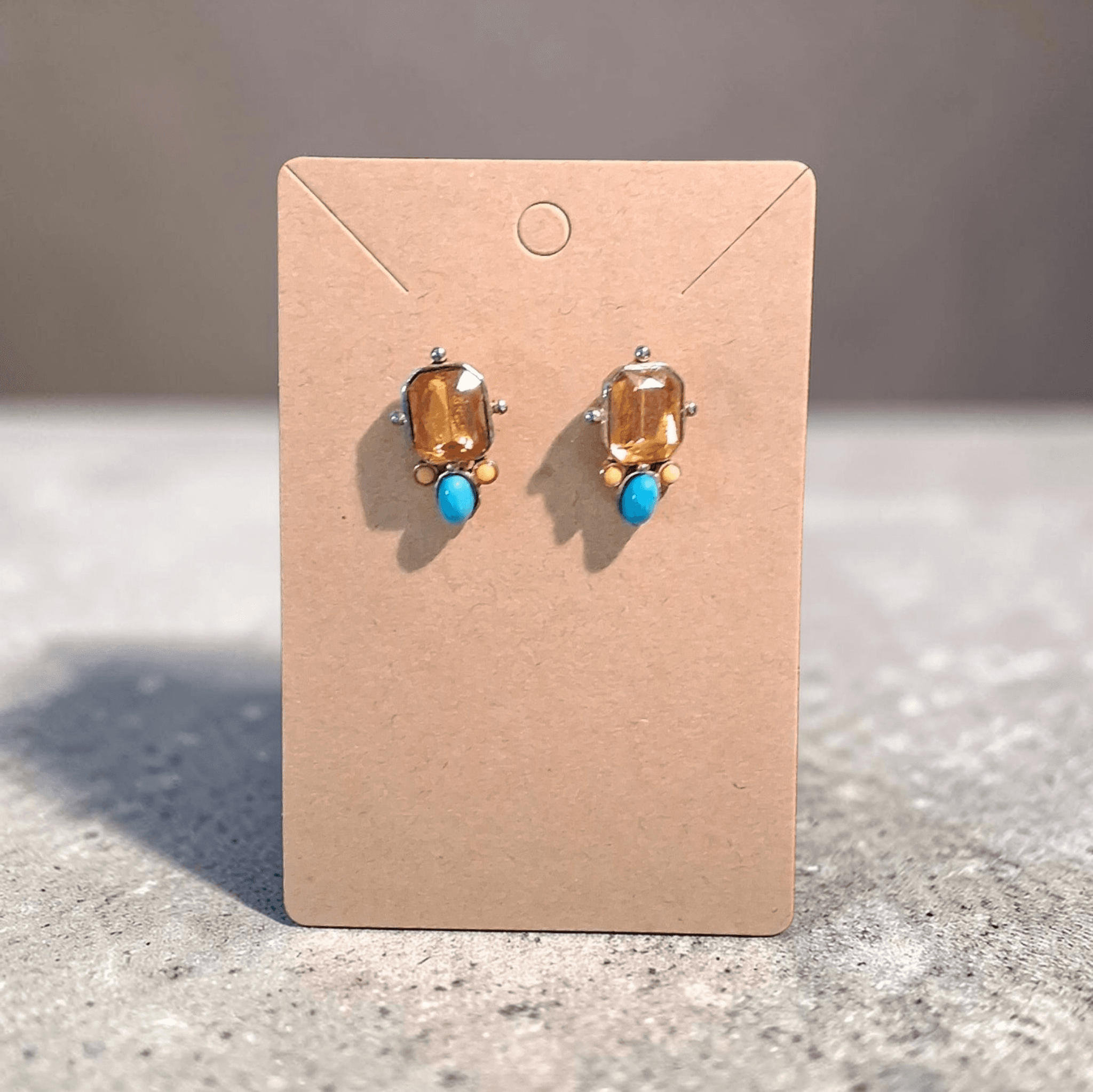Citrine & Turquoise Drop Earrings - Image 1