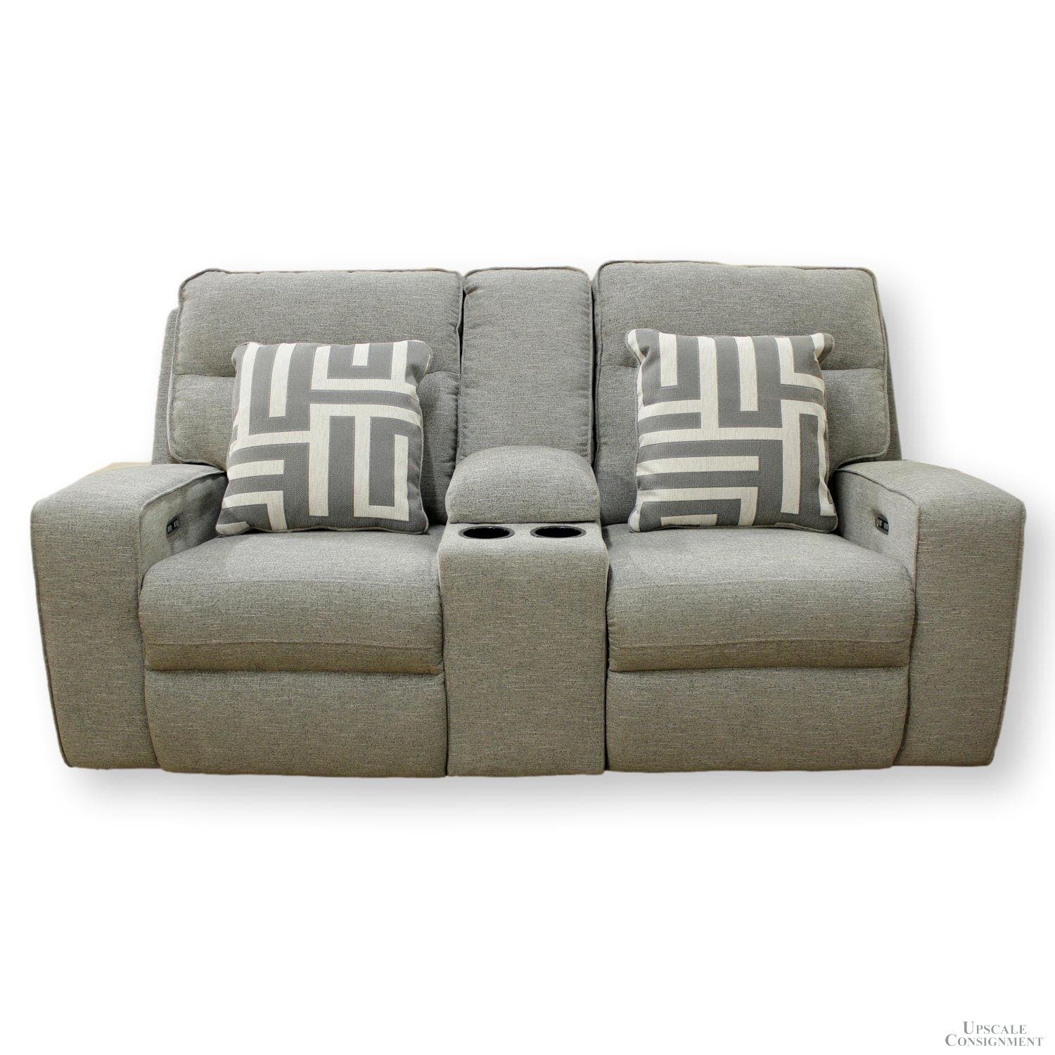 Ashley "Biscoe Pewter" Power Reclining Loveseat - Gray - Image 1