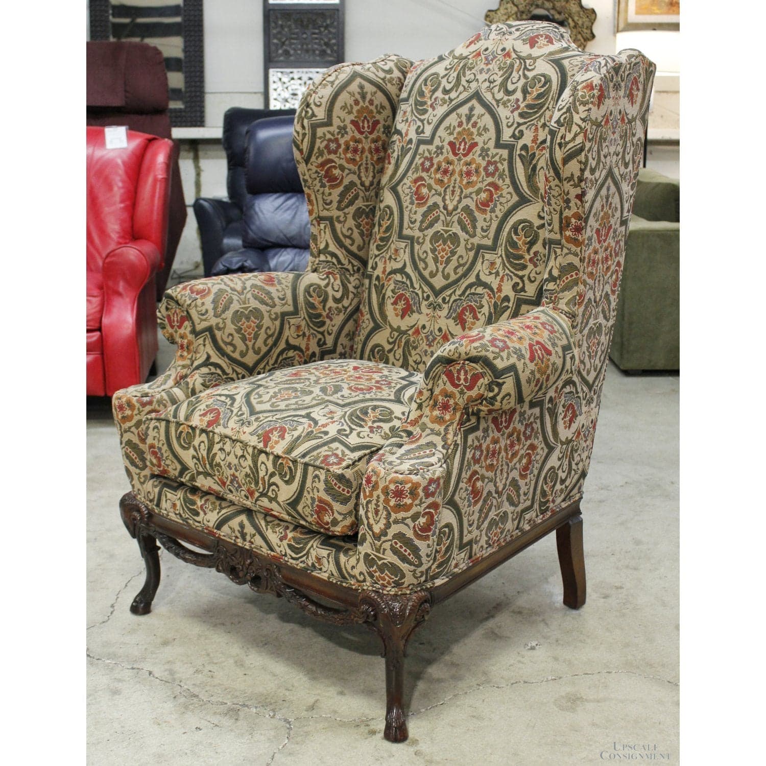 Henredon Tapestry Wingback Chair - Multi-Color - Thumbnail 3