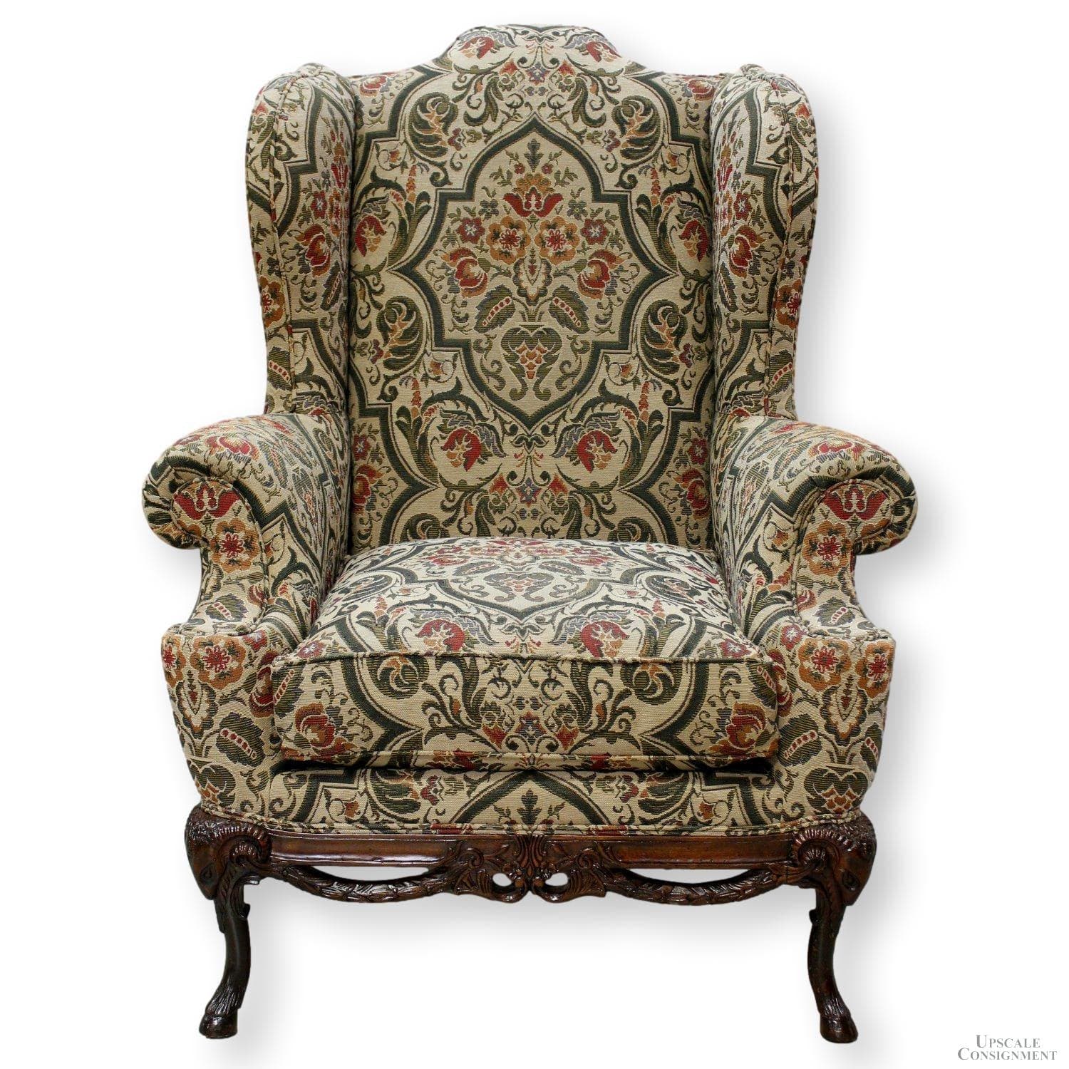 Henredon Tapestry Wingback Chair - Multi-Color - Image 1