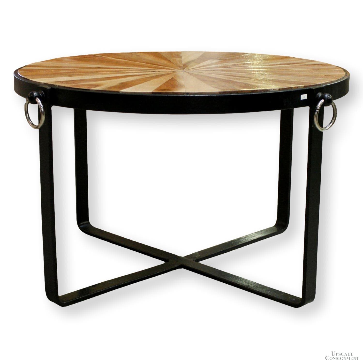 Wrought Iron & Wood Round Coffee Table - Image 1