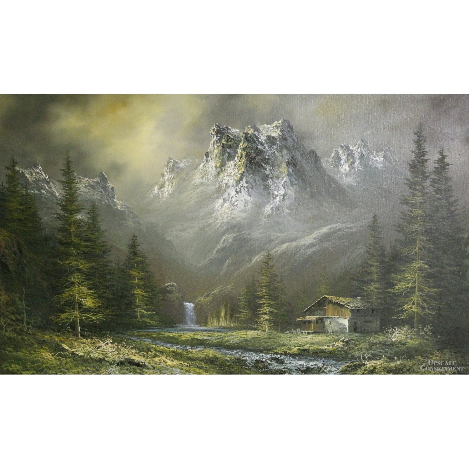Signed Original Oil Painting - Mountain/Cabin/Stream - Thumbnail 2