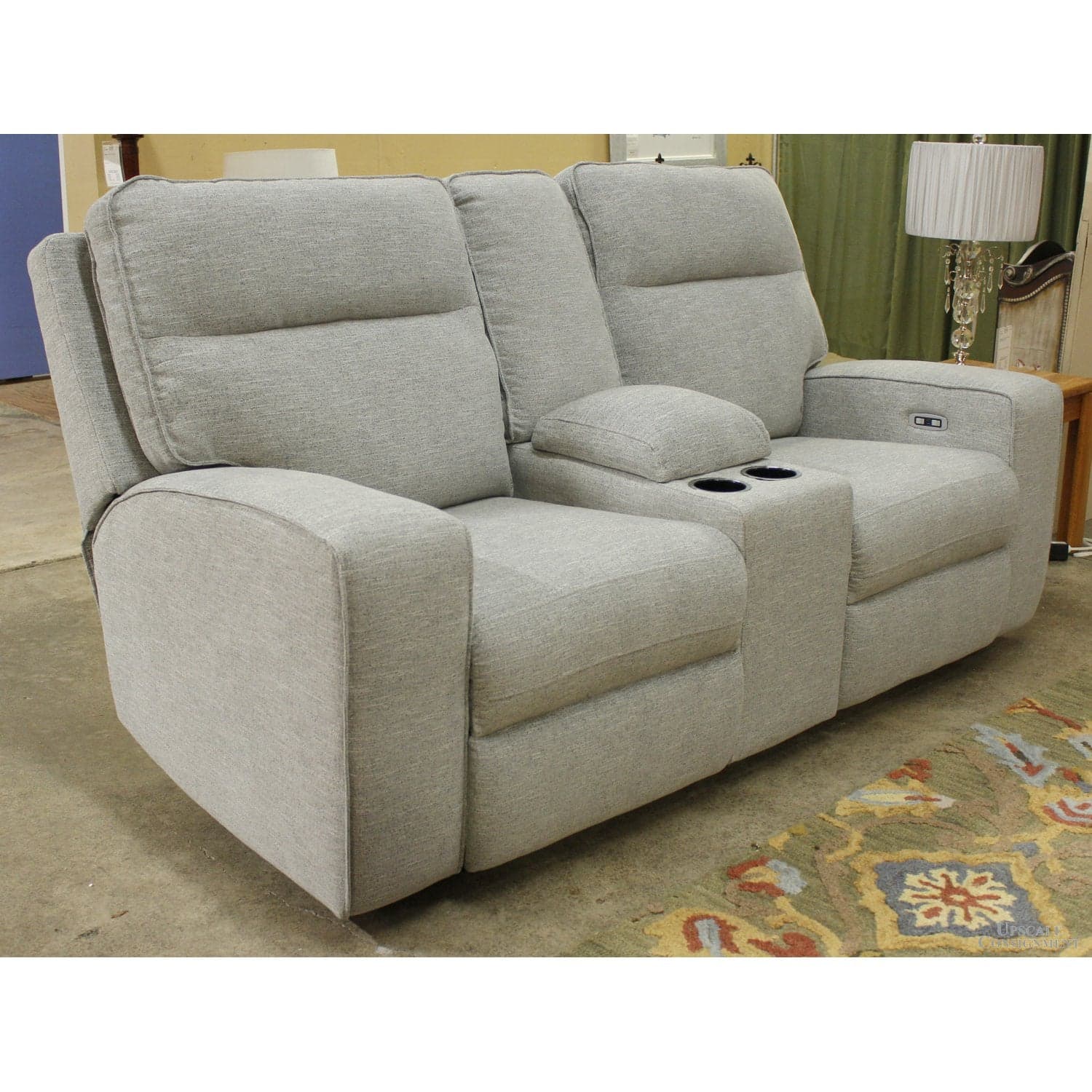 Ashley "Biscoe Pewter" Power Reclining Loveseat - Gray - Thumbnail 5