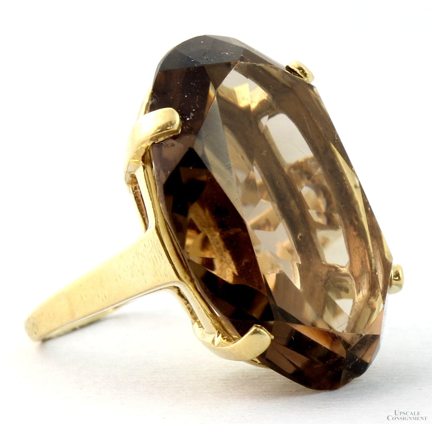 Large Smoky Quartz Cocktail Ring - 14K Gold – 34.44 Carats - Size 5 - Image 1