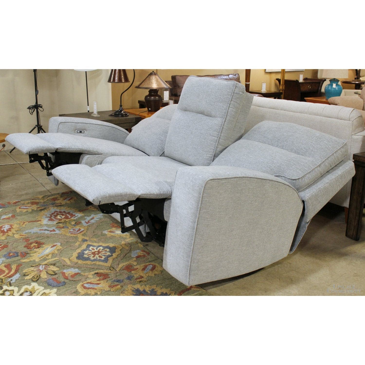 Ashley "Biscoe Pewter" Power Reclining Sofa - Gray - Thumbnail 2