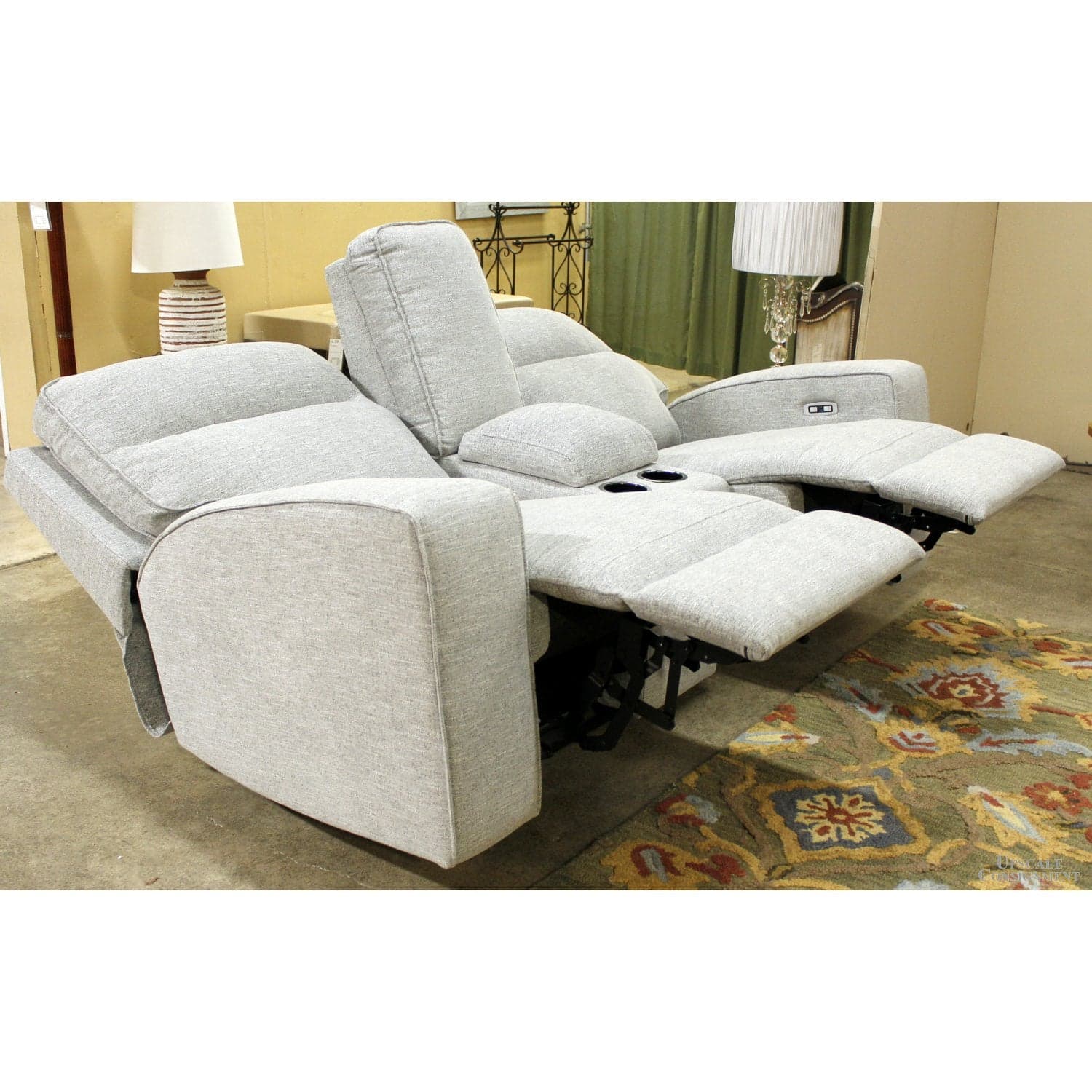 Ashley "Biscoe Pewter" Power Reclining Loveseat - Gray - Thumbnail 2
