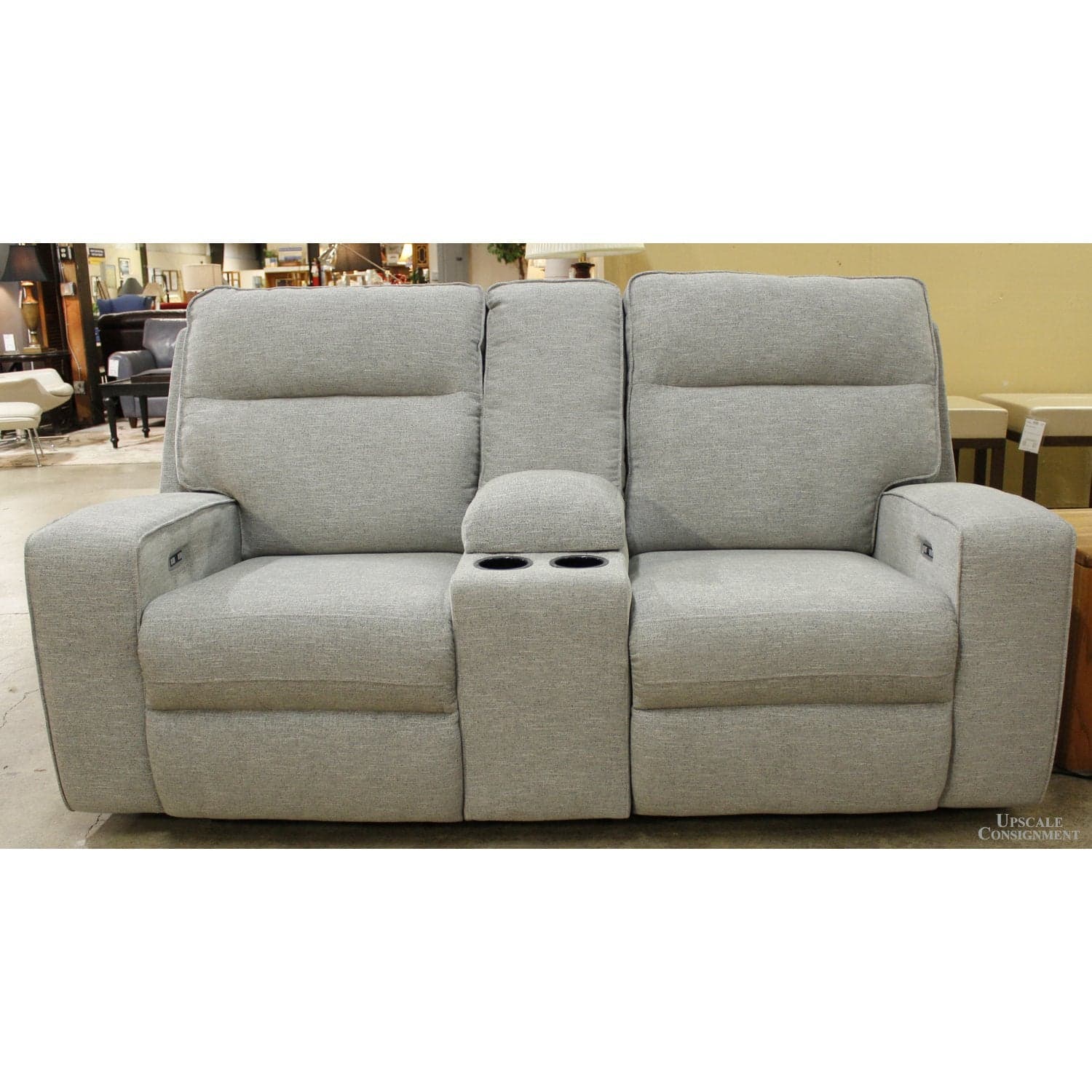 Ashley "Biscoe Pewter" Power Reclining Loveseat - Gray - Thumbnail 4