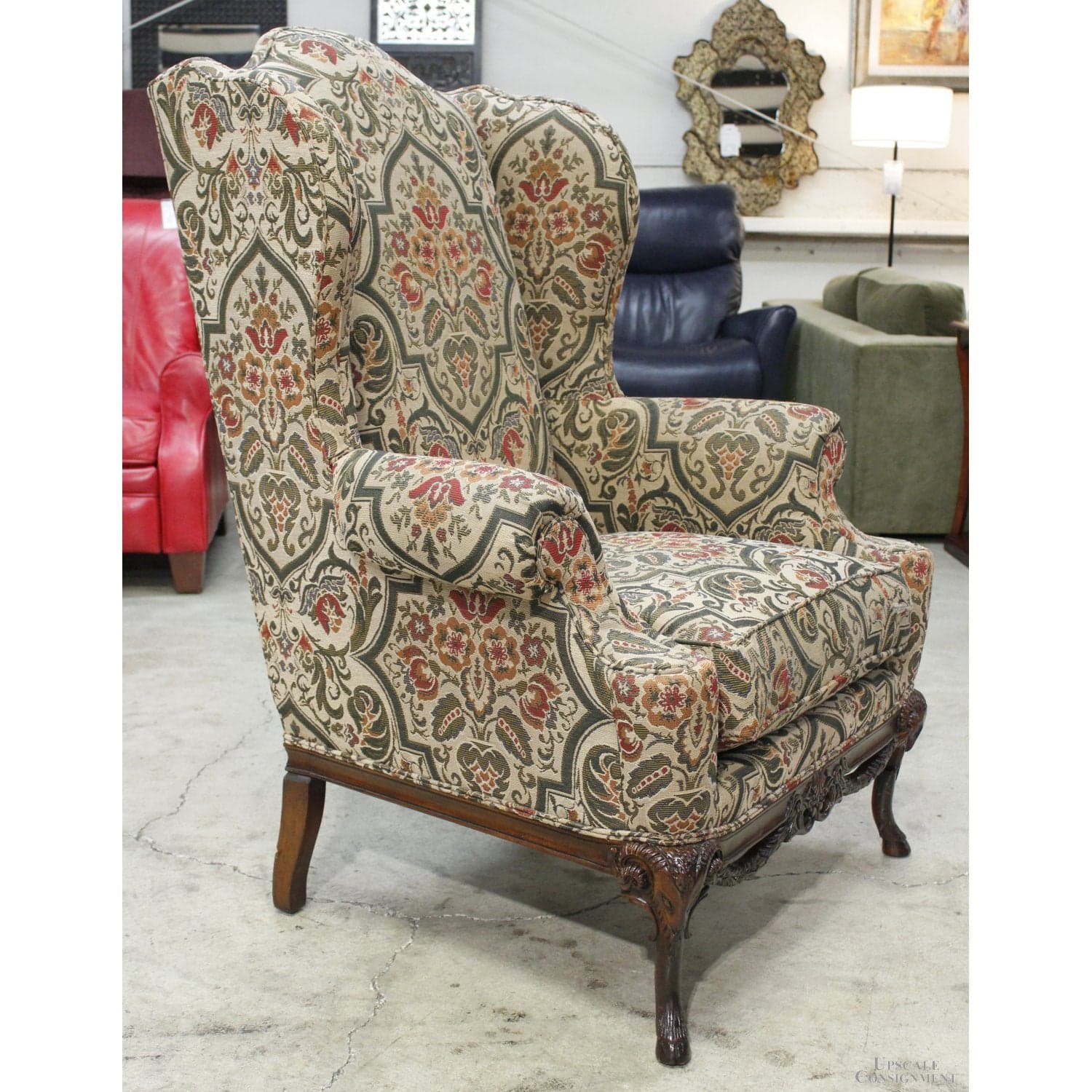 Henredon Tapestry Wingback Chair - Multi-Color - Thumbnail 2