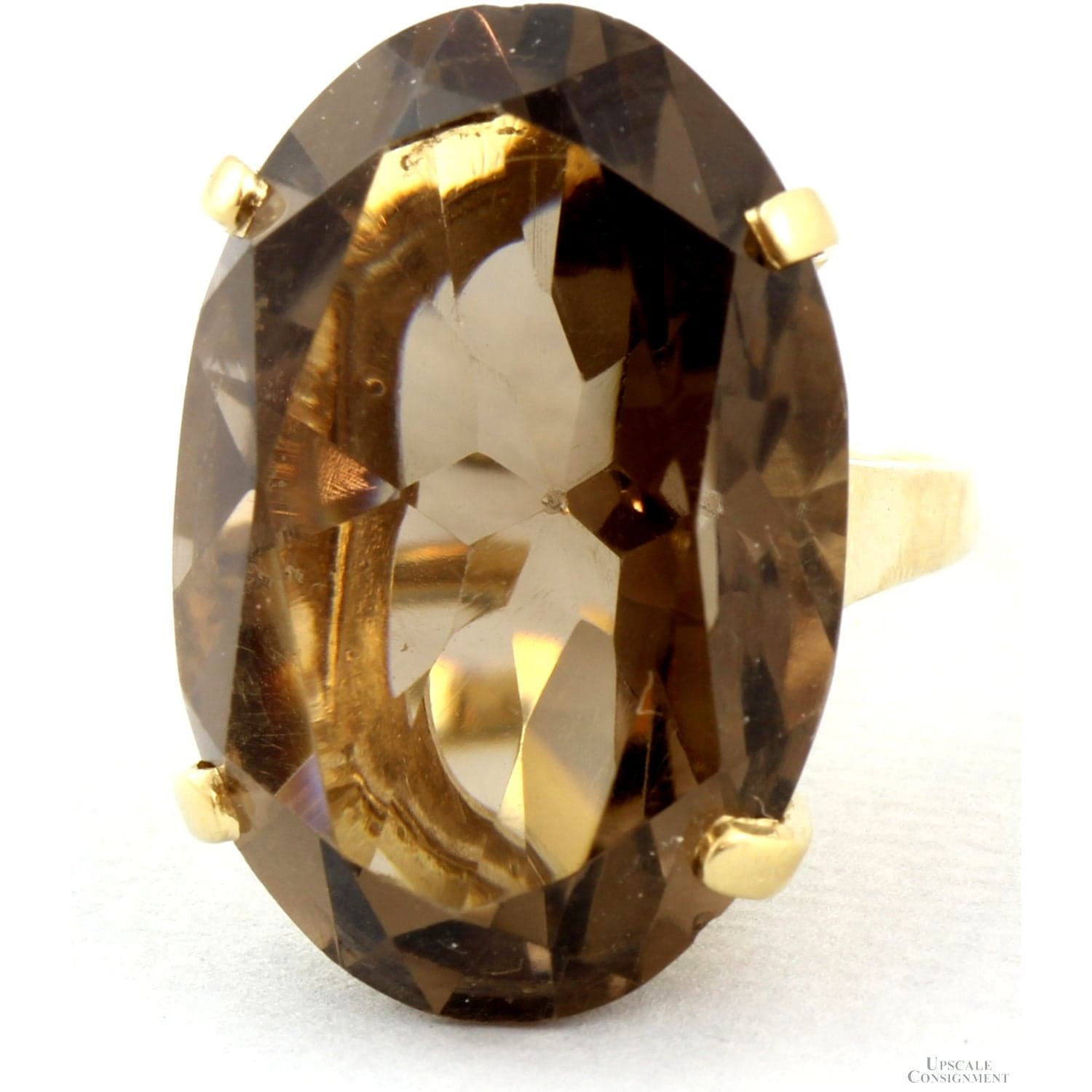 Large Smoky Quartz Cocktail Ring - 14K Gold – 34.44 Carats - Size 5 - Thumbnail 2