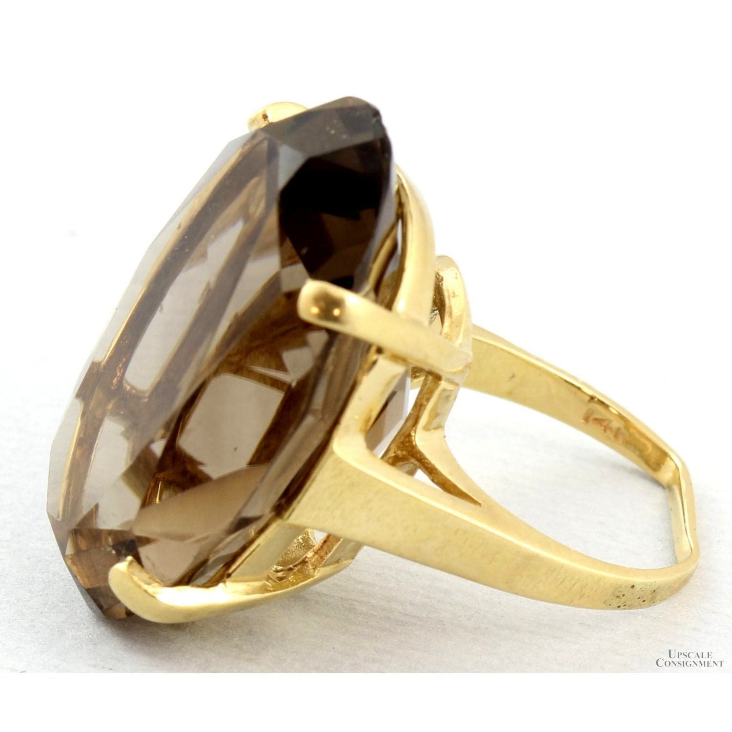 Large Smoky Quartz Cocktail Ring - 14K Gold – 34.44 Carats - Size 5 - Thumbnail 3