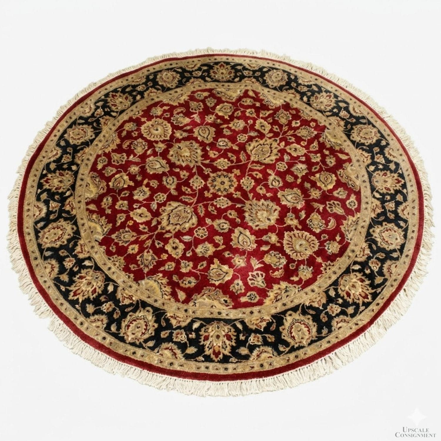 8' 7'' Round Red & Black w/Gold Area Rug - Image 1