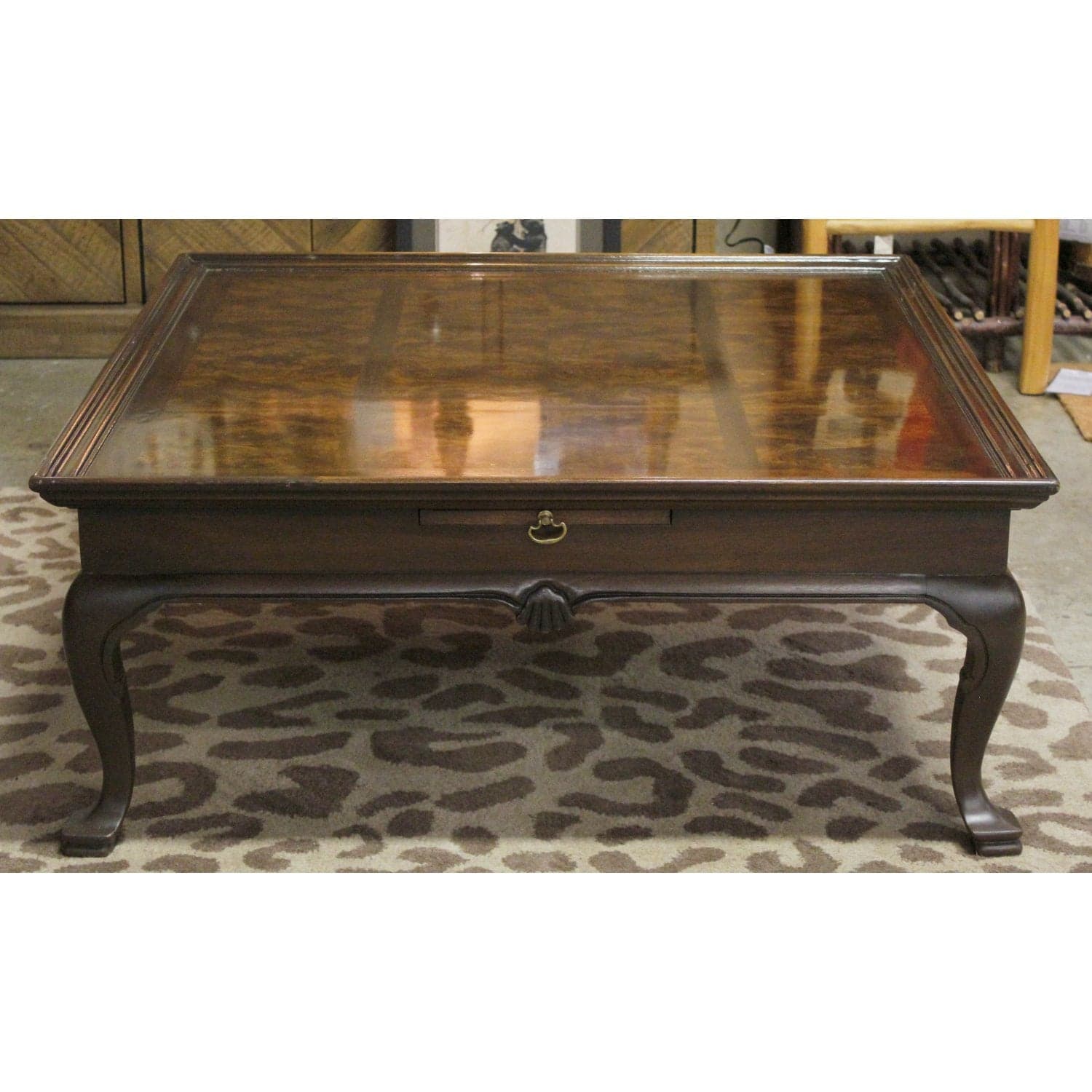 Drexel Burlwood Inlay Walnut Finish Coffee Table - Walnut Finish - Thumbnail 3