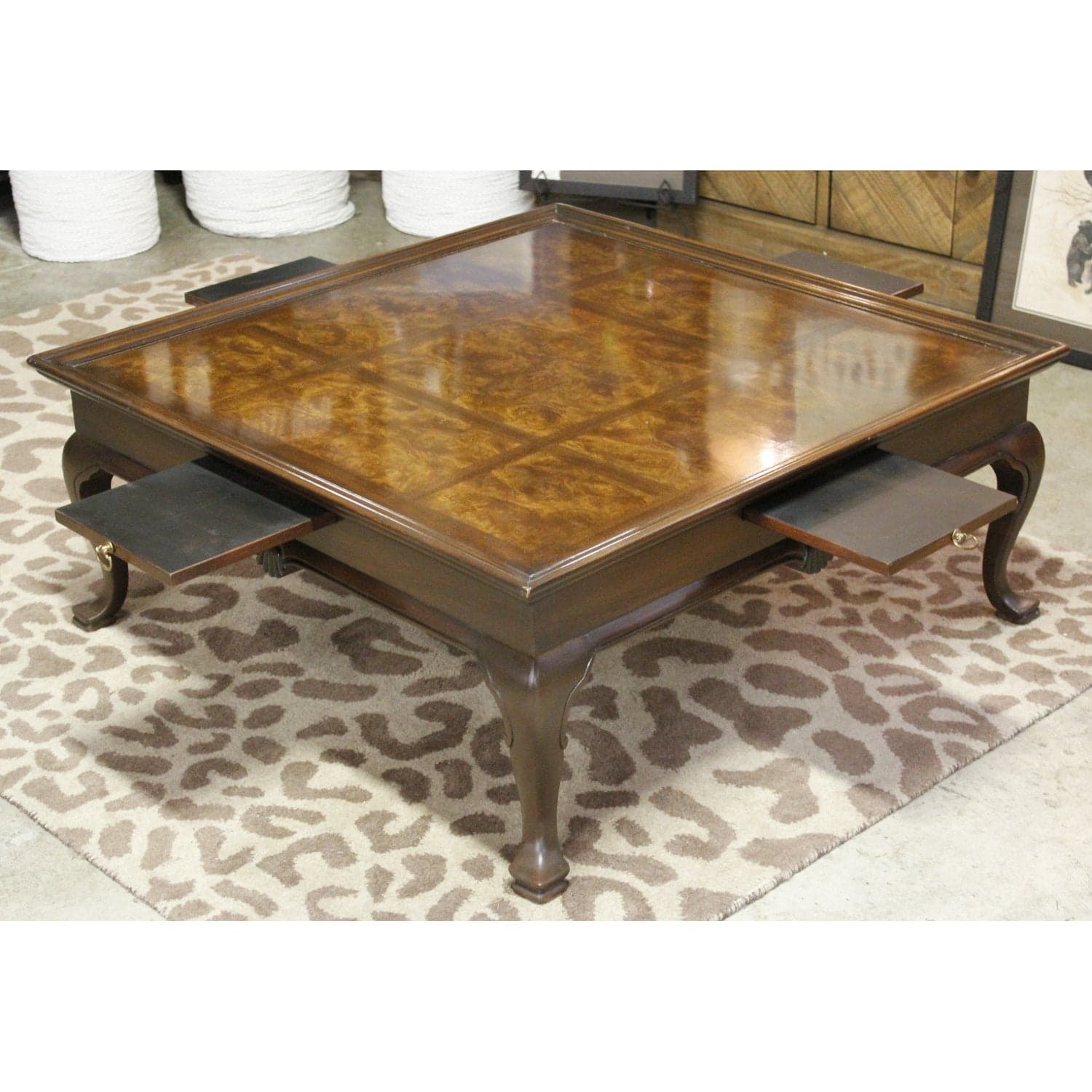 Drexel Burlwood Inlay Walnut Finish Coffee Table - Walnut Finish - Thumbnail 2