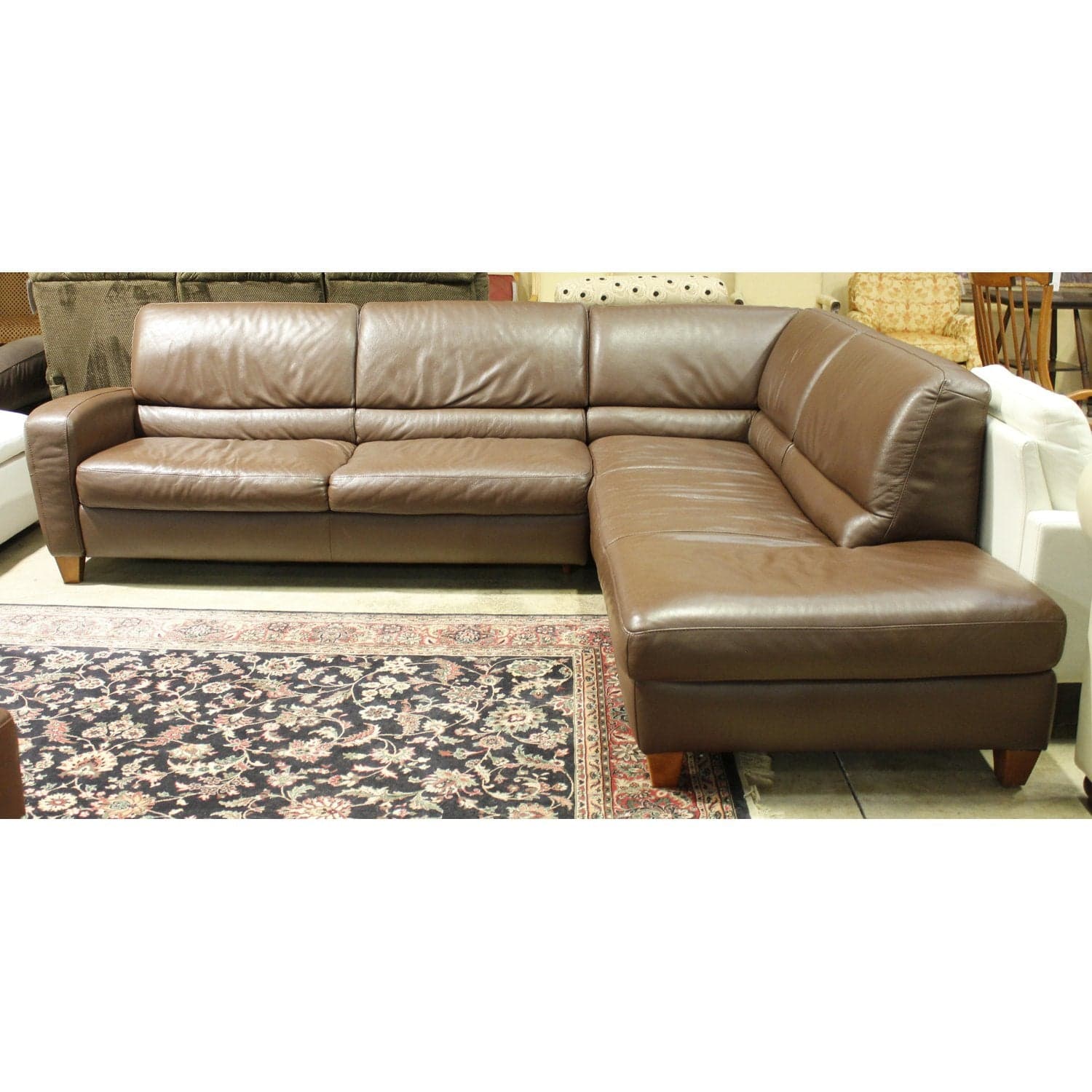 Italsofa Brown Leather 2 Piece Sectional - Brown - Thumbnail 2