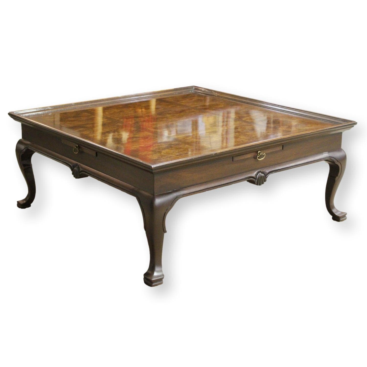 Drexel Burlwood Inlay Walnut Finish Coffee Table - Walnut Finish - Image 1