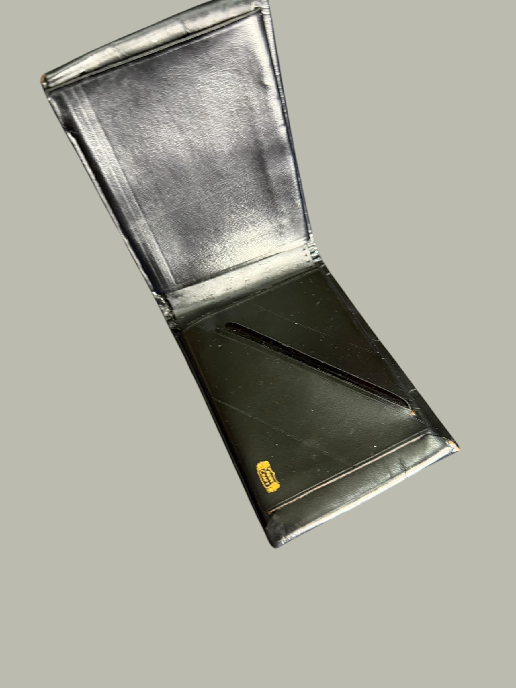 Vintage Crest Craft Black Leather Bifold Wallet Card Case Set Gold Stamp - Thumbnail 2