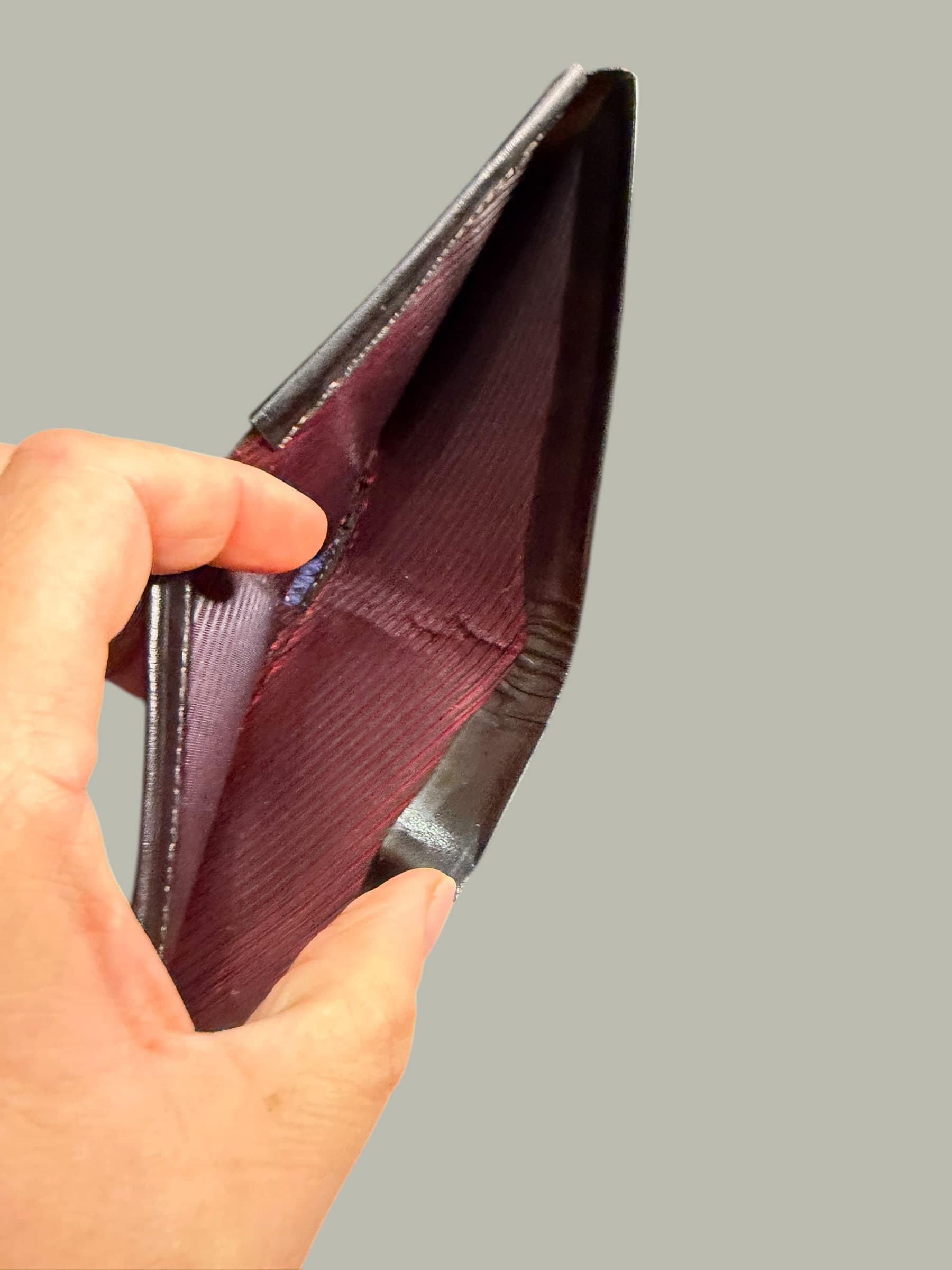 Vintage Crest Craft Black Leather Bifold Wallet Card Case Set Gold Stamp - Thumbnail 3