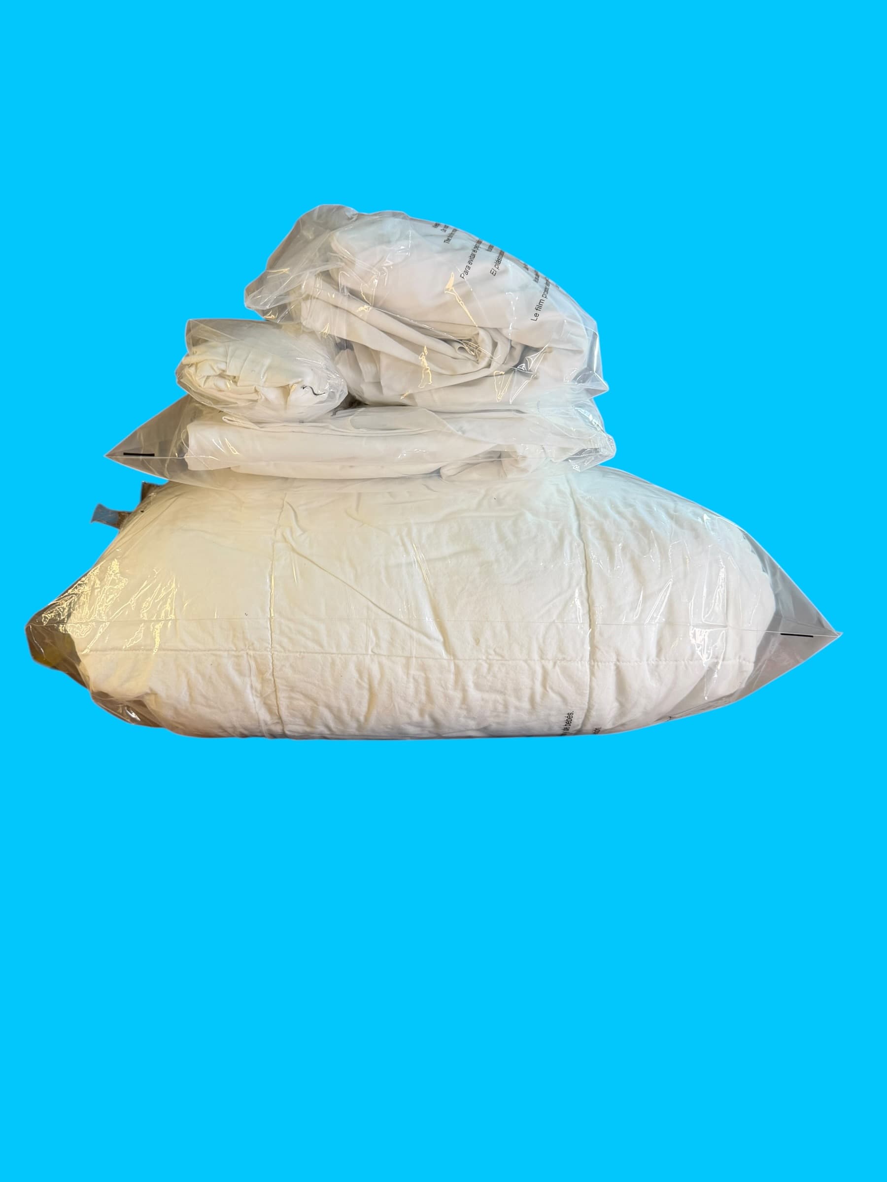 Downlite Hospitality King Bed Set Comforter Flat Sheets Pillow Cases White - Image 1