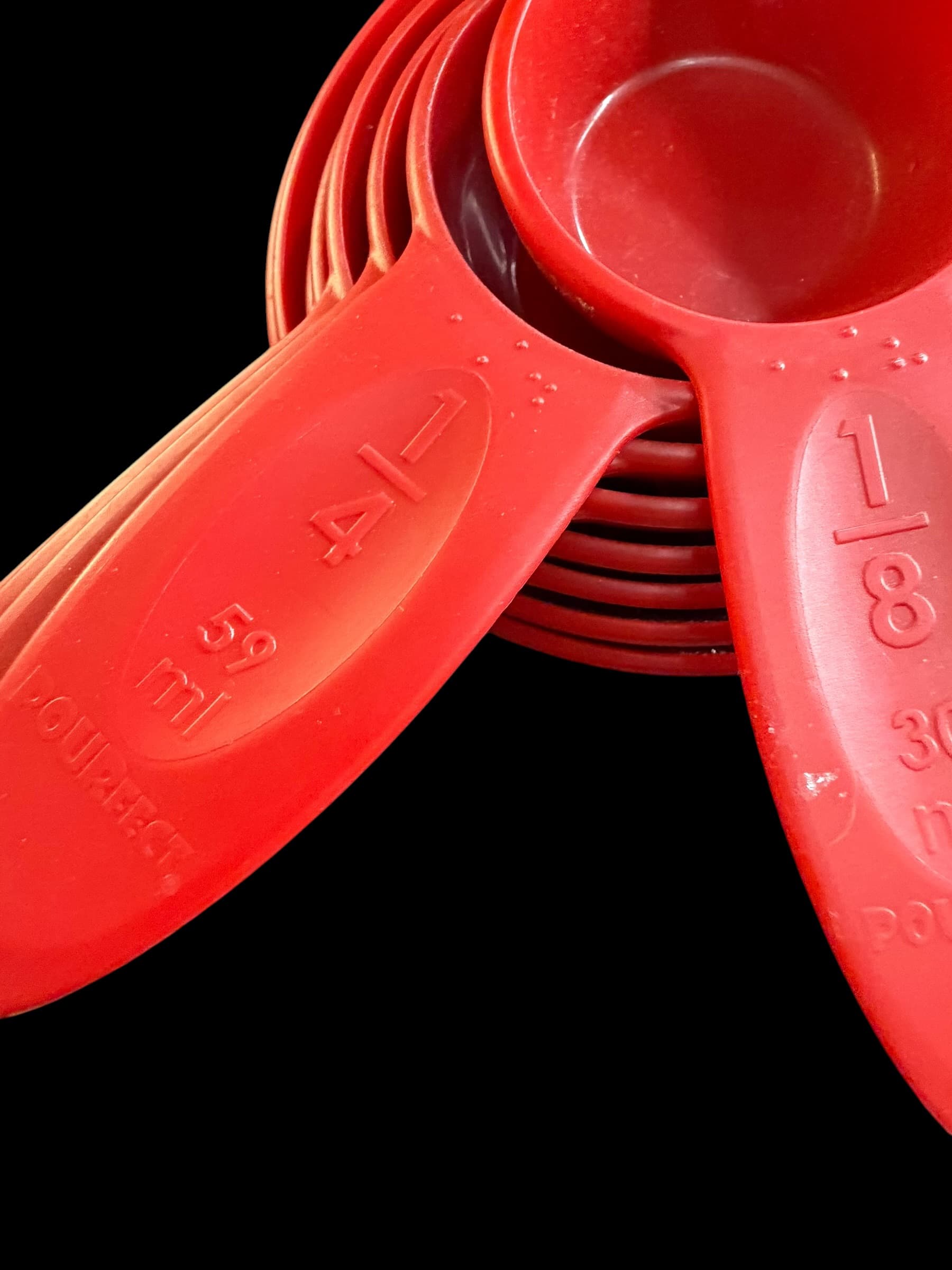 Pourfect Red Measuring Cup Set 7pc Nested 1/8 Cup to 2 Cup 30ml-473ml Baking - Thumbnail 2