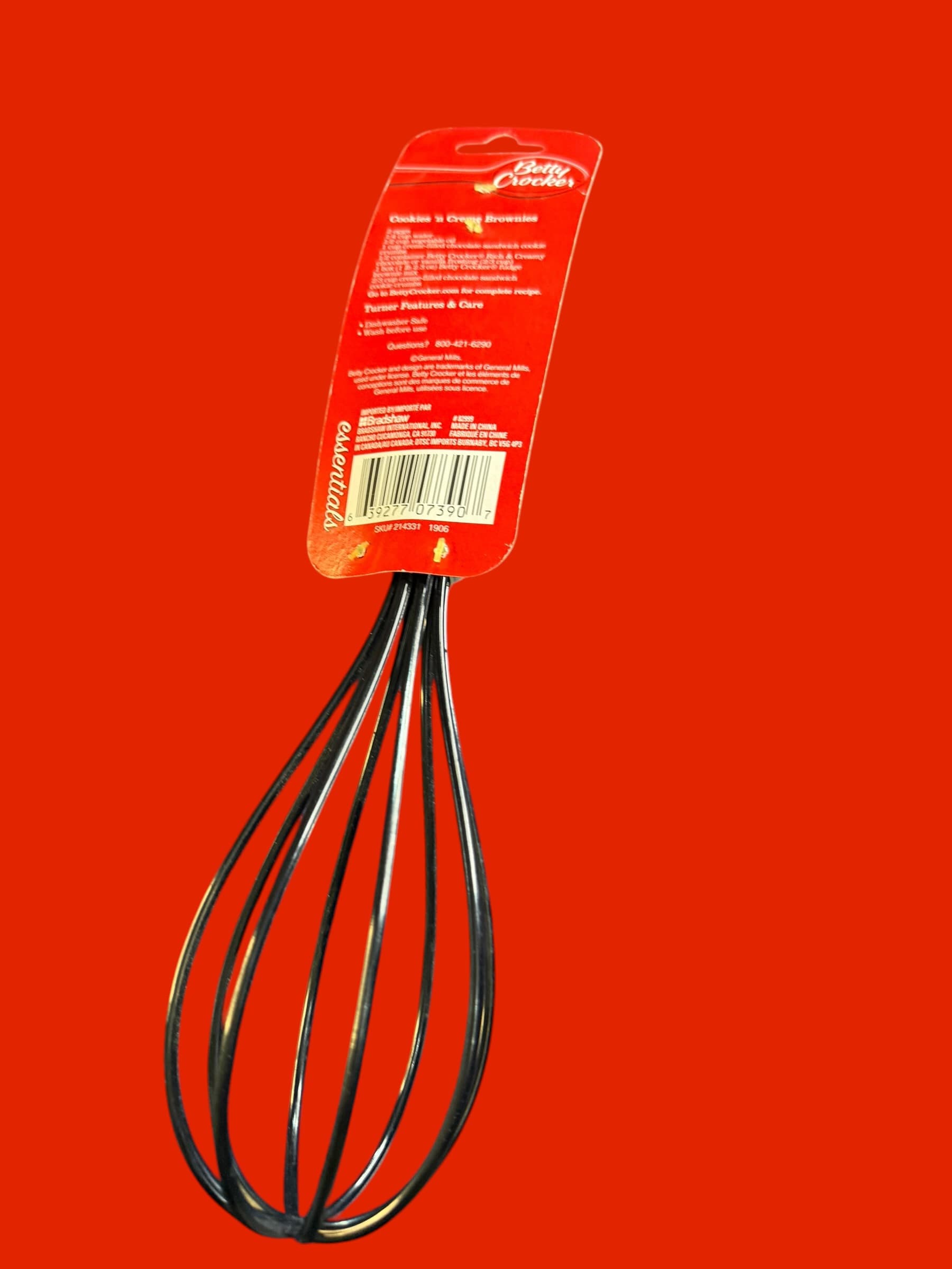 Betty Crocker Essentials Egg Beater Whisk Black Silicone Soft Grip Handle #82999 - Thumbnail 2
