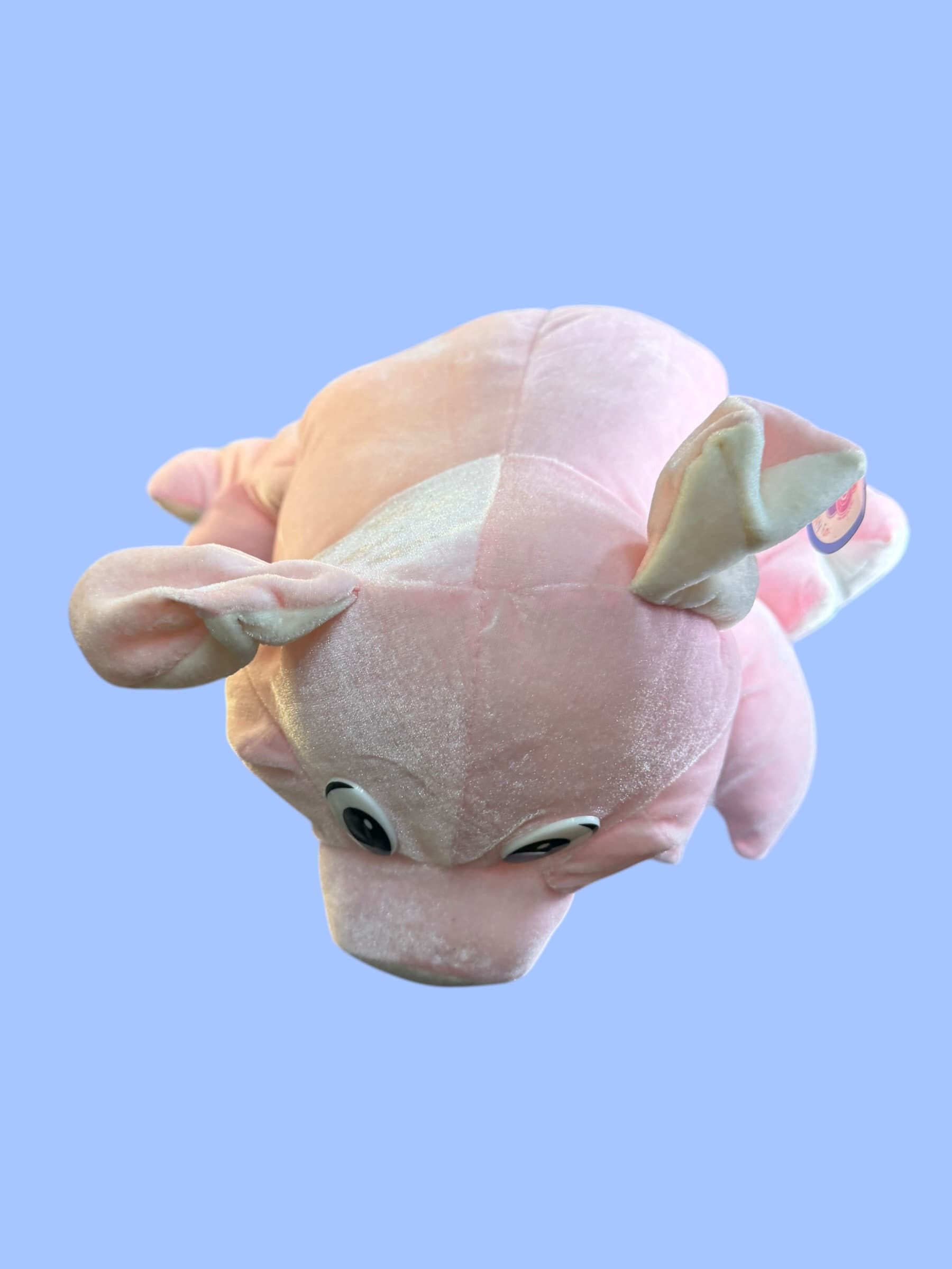 Vintage Nanco Pink Pig Plush Stuffed Animal Velvet Big Eyes with Tags - Thumbnail 2