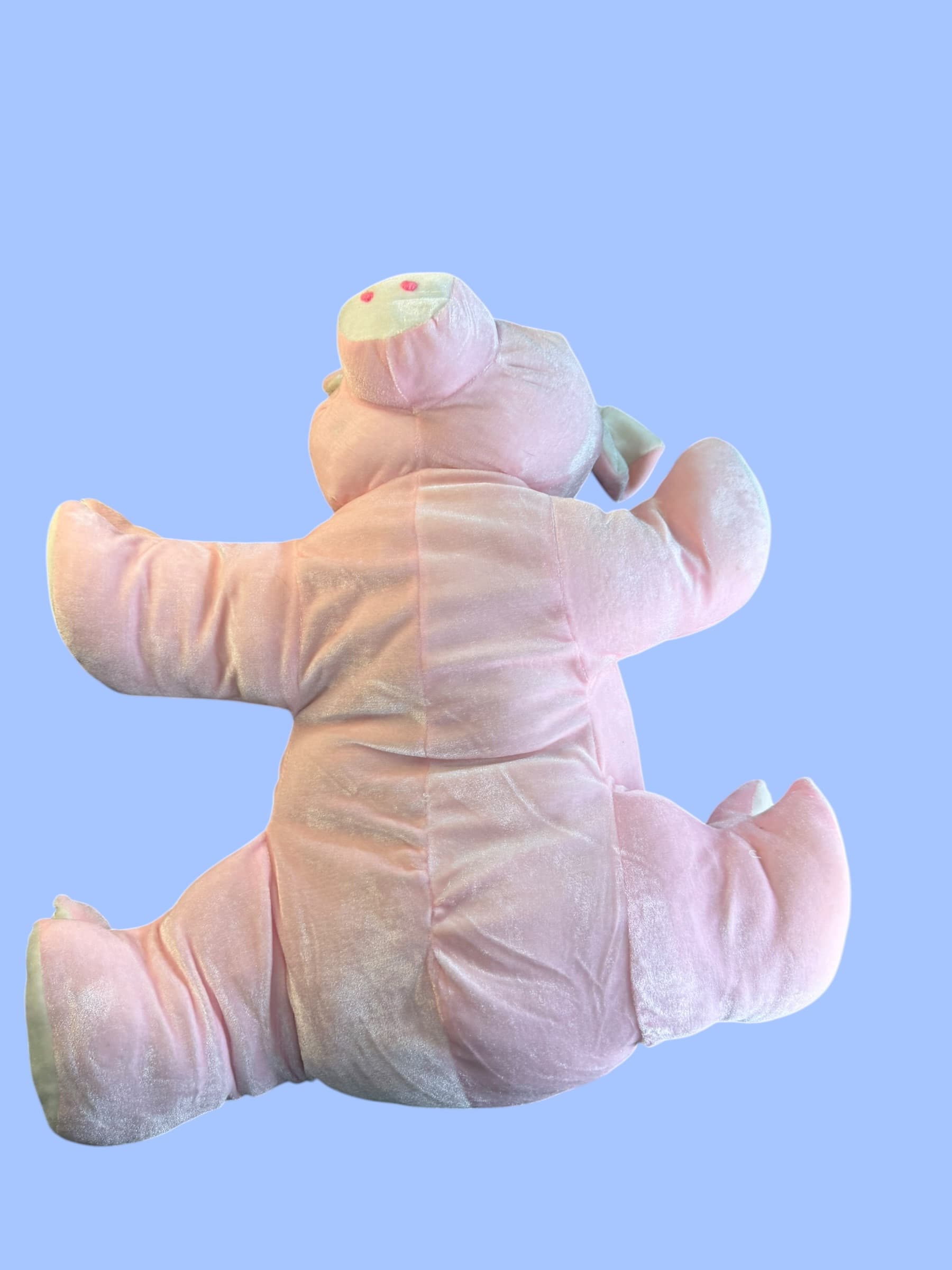 Vintage Nanco Pink Pig Plush Stuffed Animal Velvet Big Eyes with Tags - Thumbnail 5