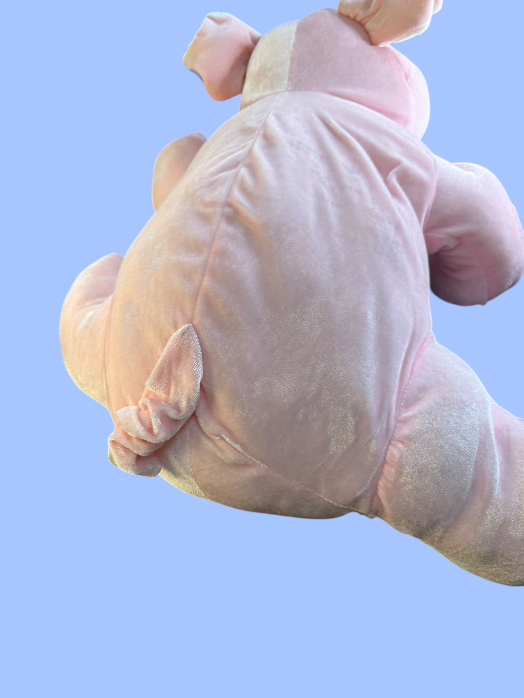 Vintage Nanco Pink Pig Plush Stuffed Animal Velvet Big Eyes with Tags - Thumbnail 6