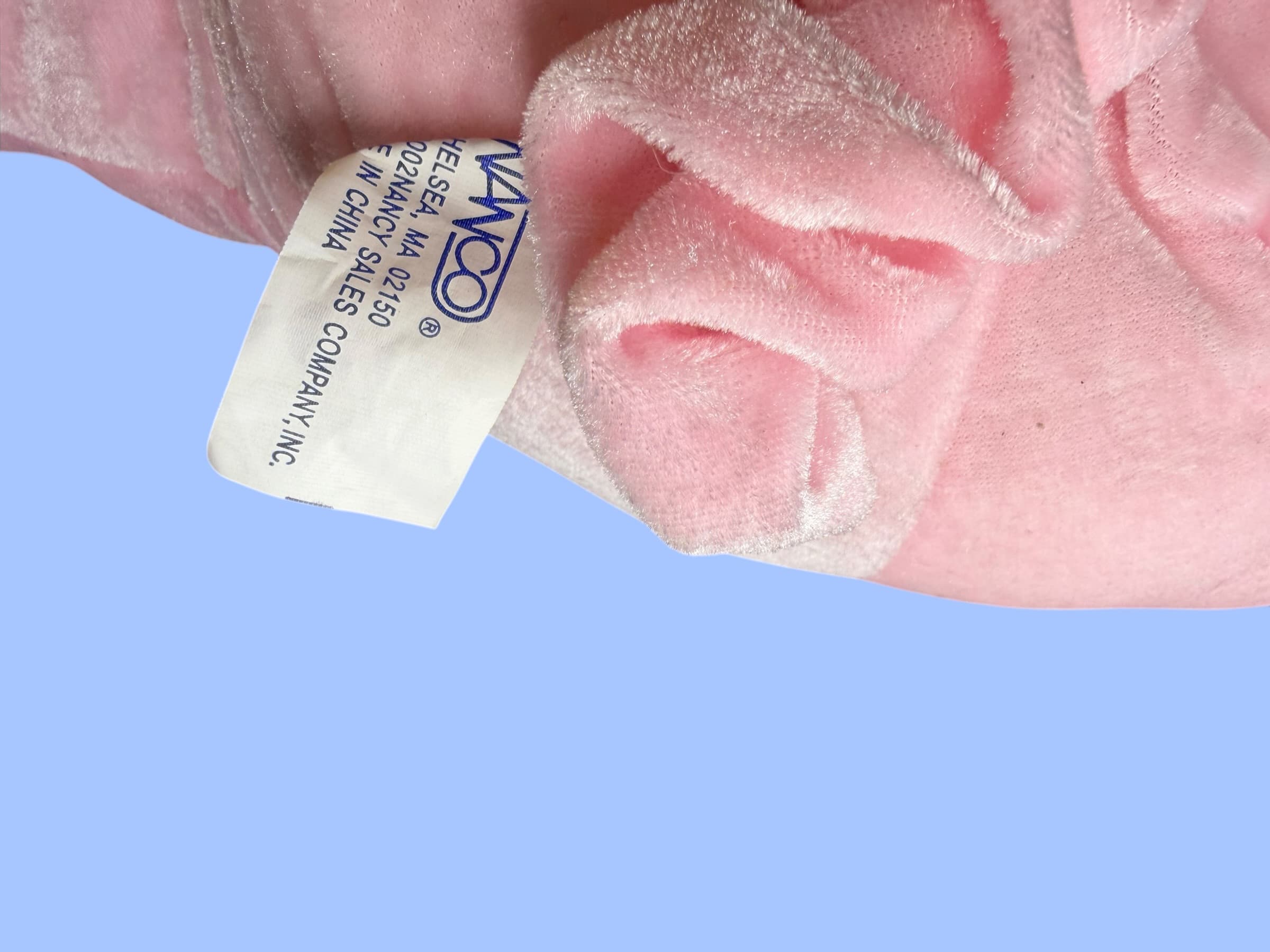 Vintage Nanco Pink Pig Plush Stuffed Animal Velvet Big Eyes with Tags - Thumbnail 8