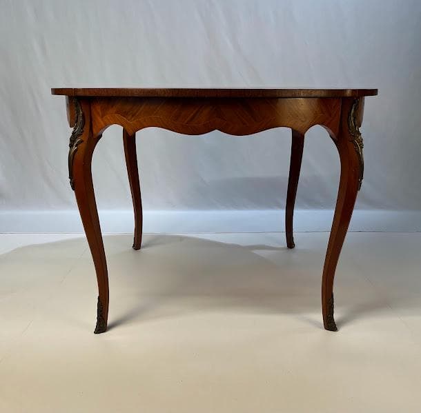 French Louis XV Style Marquetry & Gilt Bronze Table - Thumbnail 8