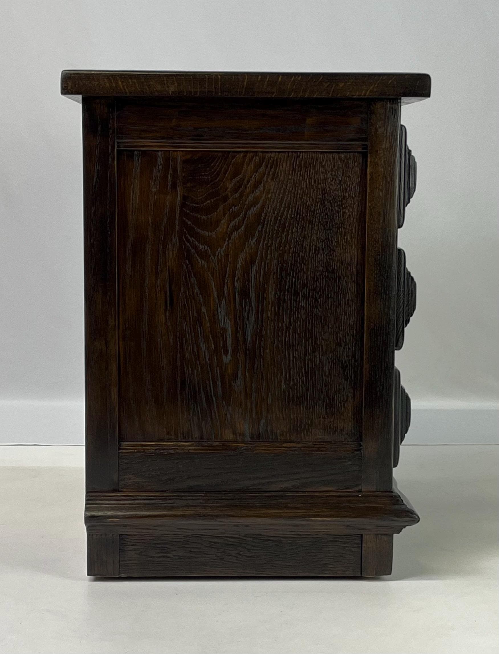 Vintage Link-Taylor Espanol Slate-Top Oak Nightstand - Thumbnail 4