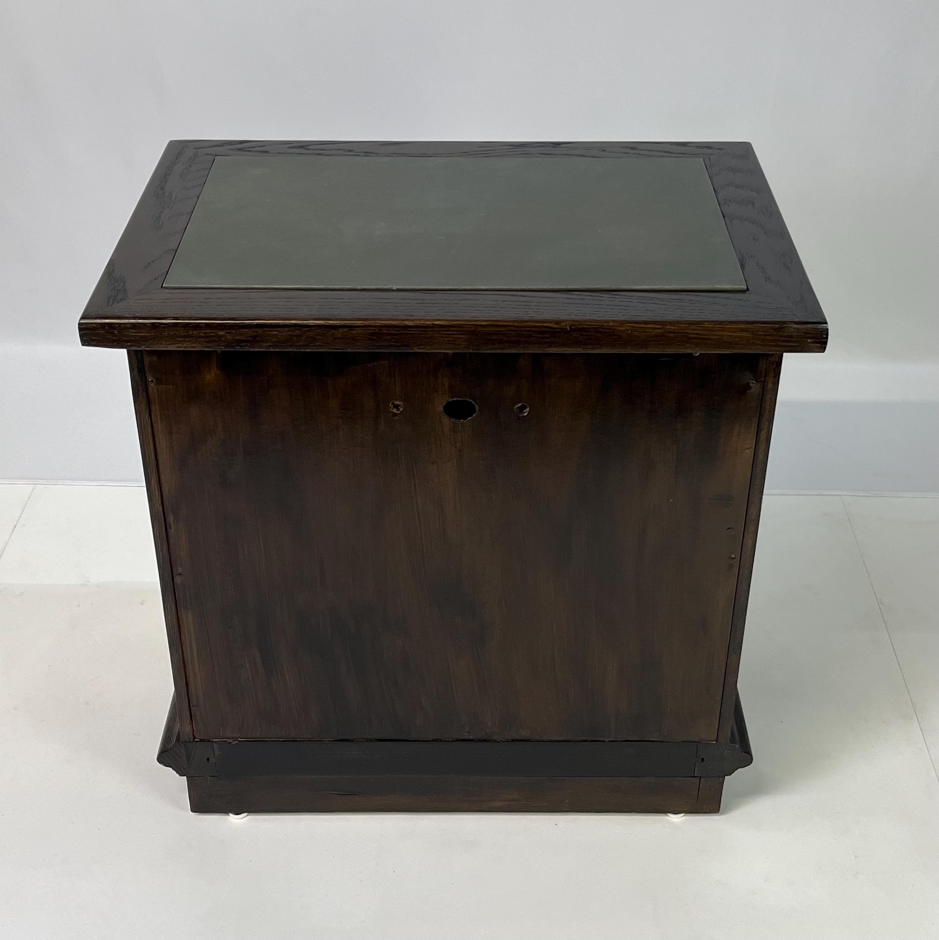 Vintage Link-Taylor Espanol Slate-Top Oak Nightstand - Thumbnail 5