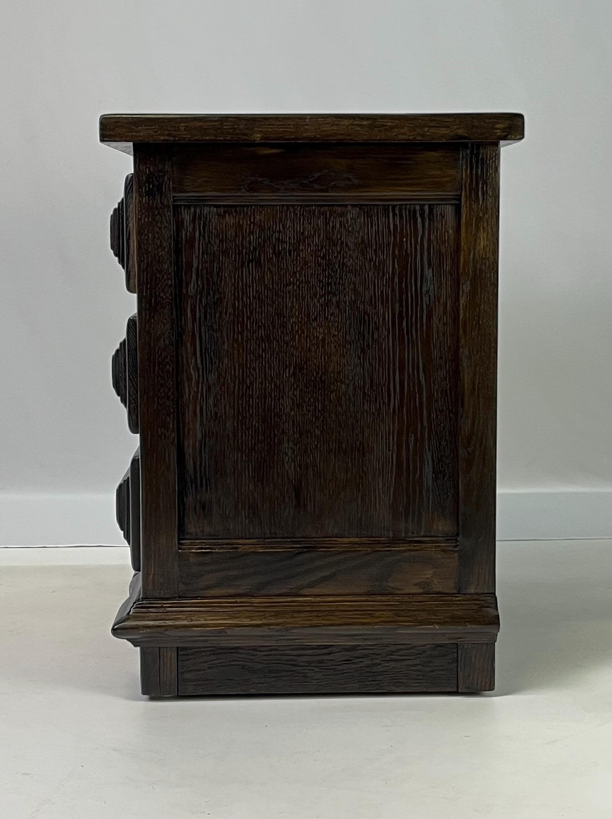 Vintage Link-Taylor Espanol Slate-Top Oak Nightstand - Thumbnail 6
