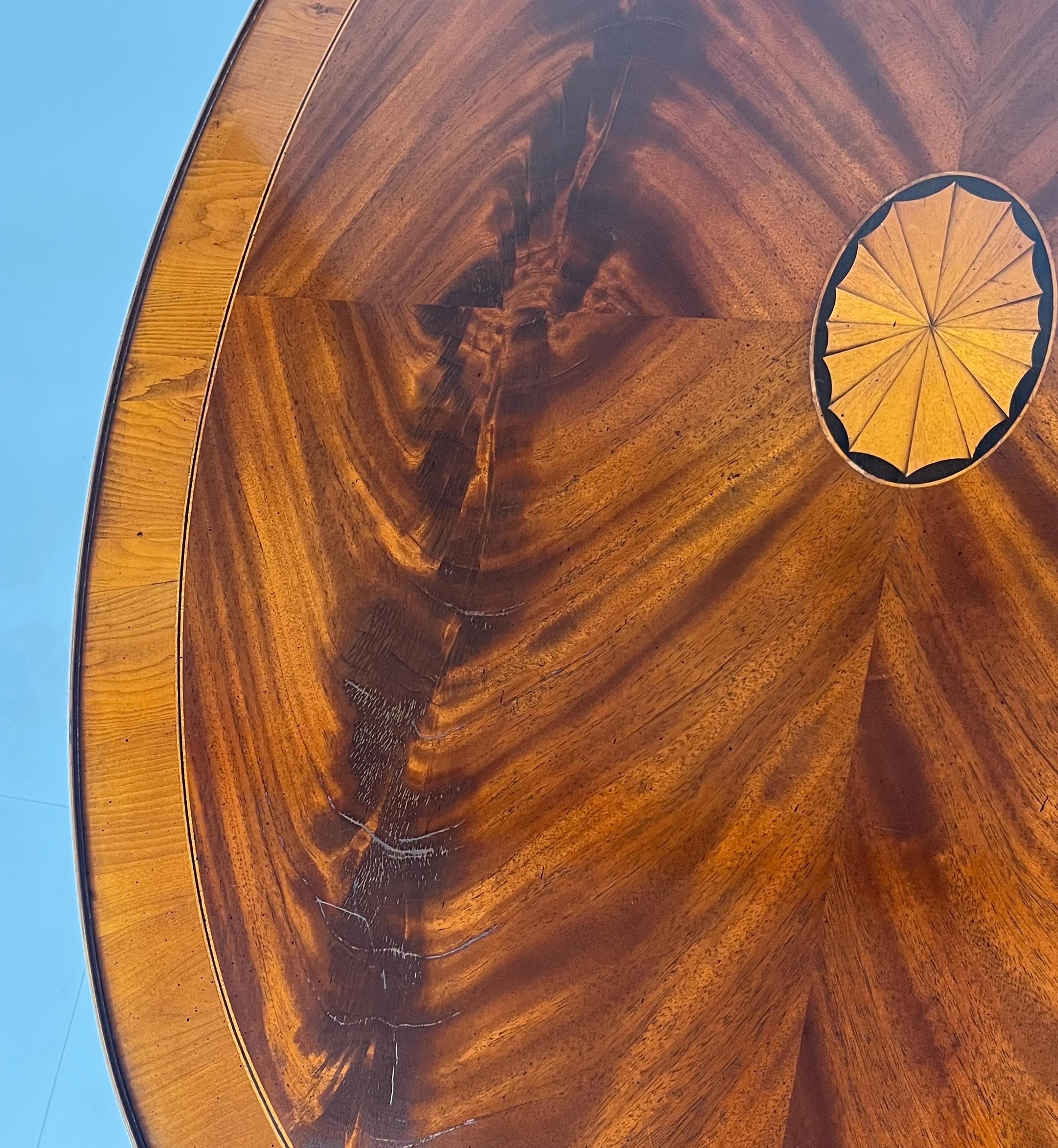 Hekman Grand Rapids Inlaid Crotch Mahogany Oval Coffee Table - Thumbnail 13