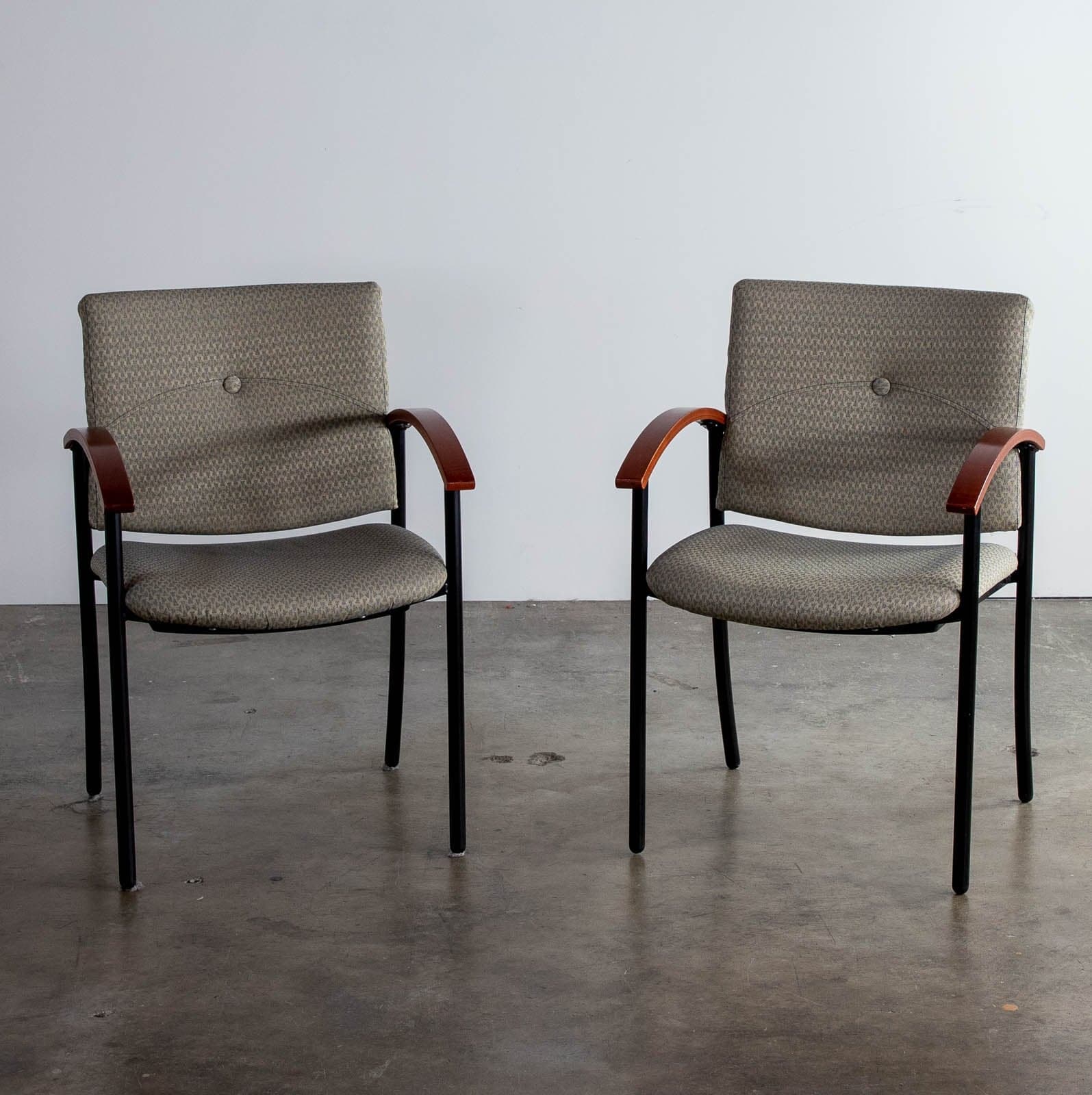 Desk / Office Chairs w/ Upholstered Seats, Set of 2 - Image 1