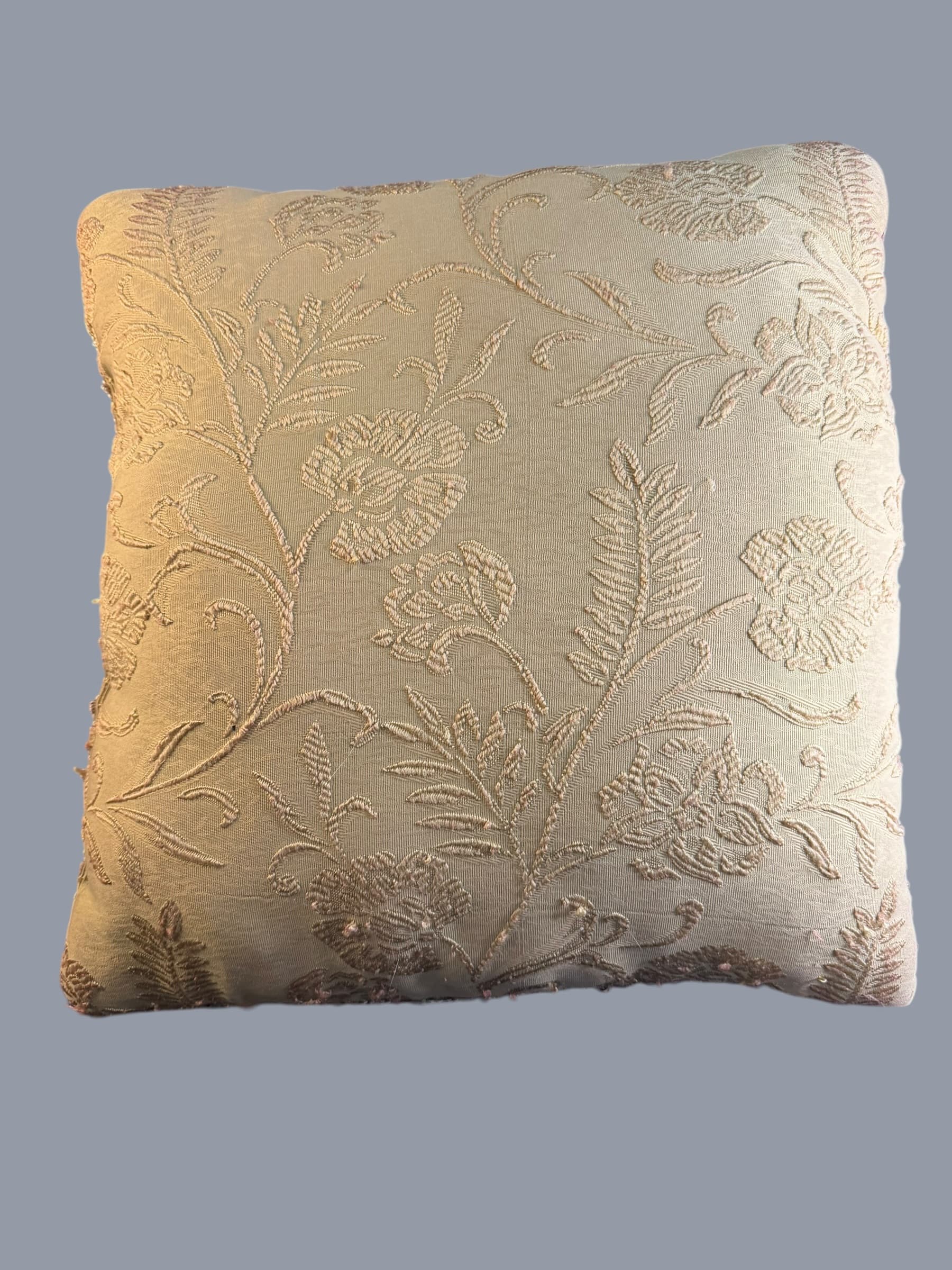 Vintage Sage Green Gold Floral Embroidered Throw Pillow Cottagecore Grandmillennial - Thumbnail 2