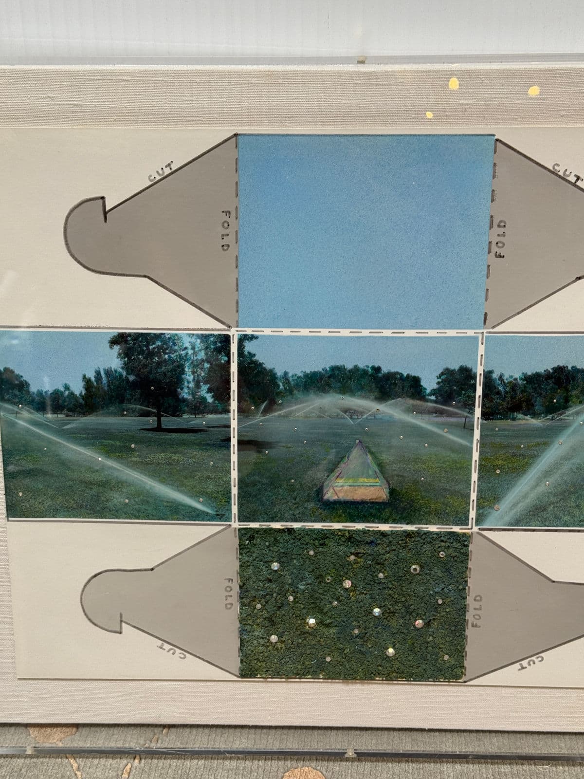 Sharon Boysel Cubed Pattern Template of Golf Course, Original Mixed Media Artwork - Thumbnail 4