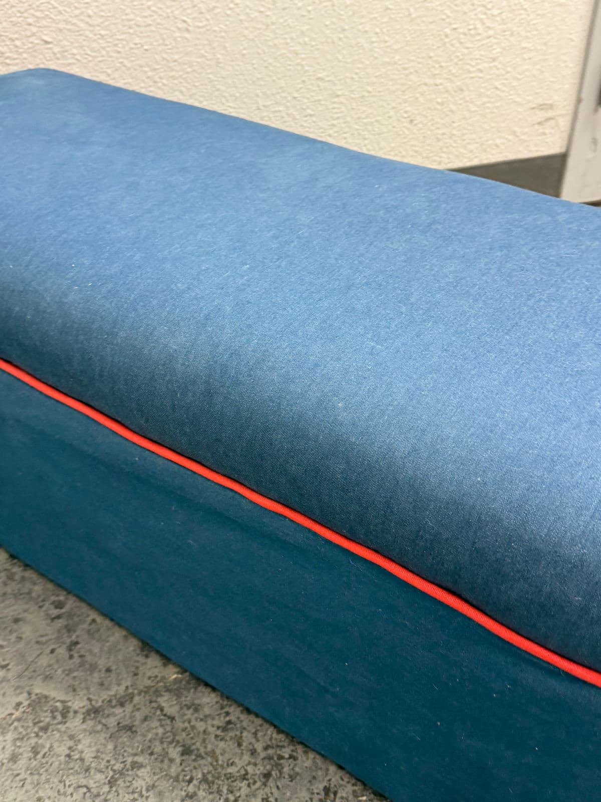 Custom Blue + Fire Orange Trim Skirted Bench - Thumbnail 9