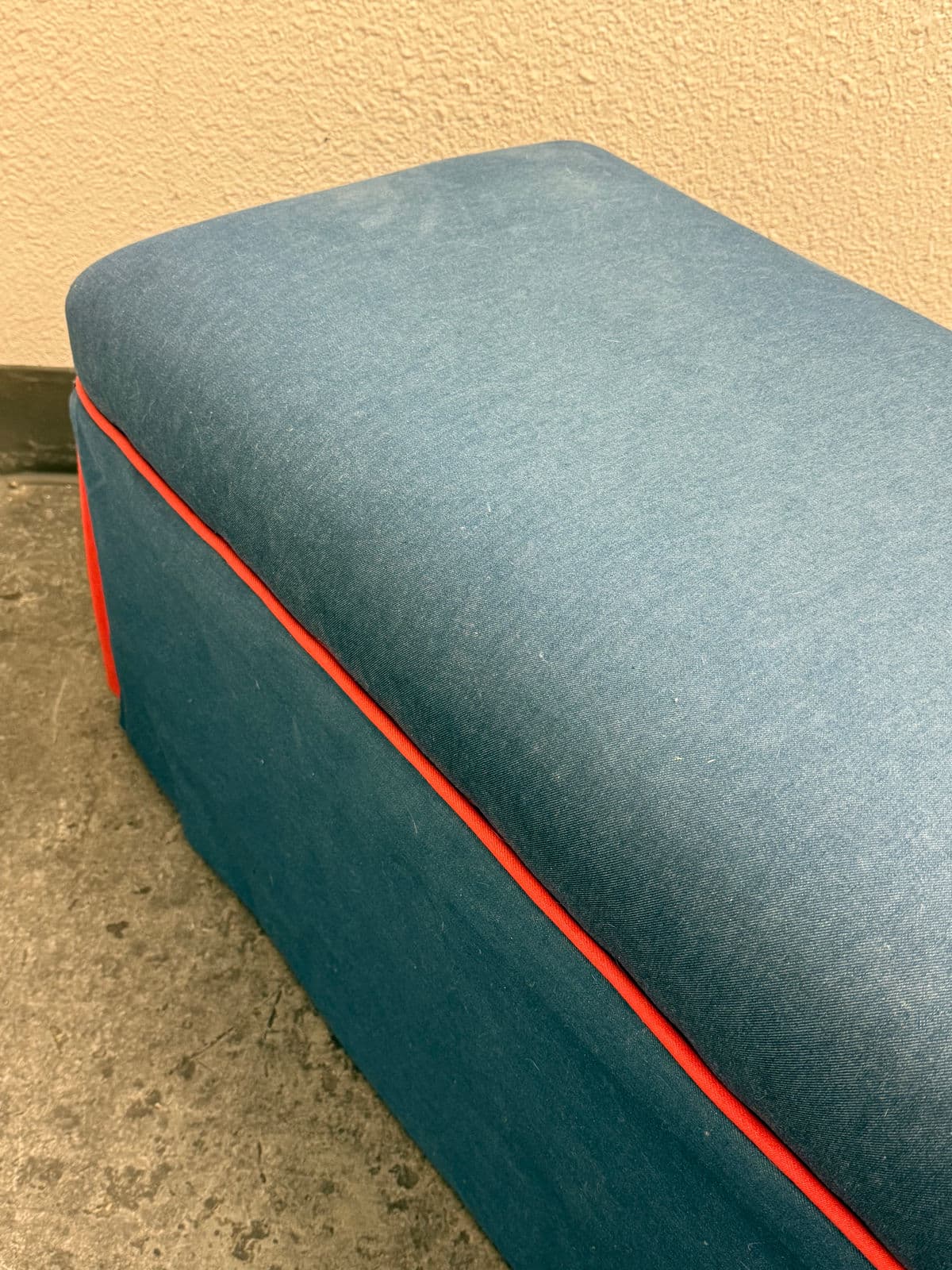 Custom Blue + Fire Orange Trim Skirted Bench - Thumbnail 6