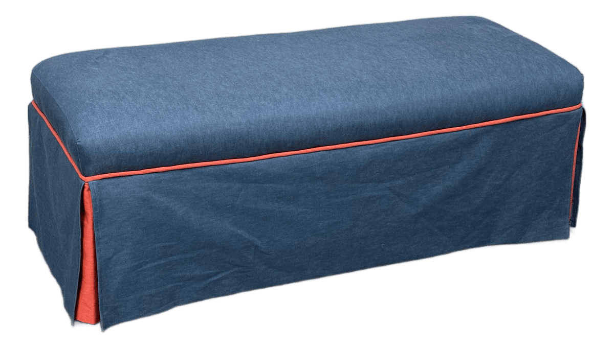 Custom Blue + Fire Orange Trim Skirted Bench - Thumbnail 2