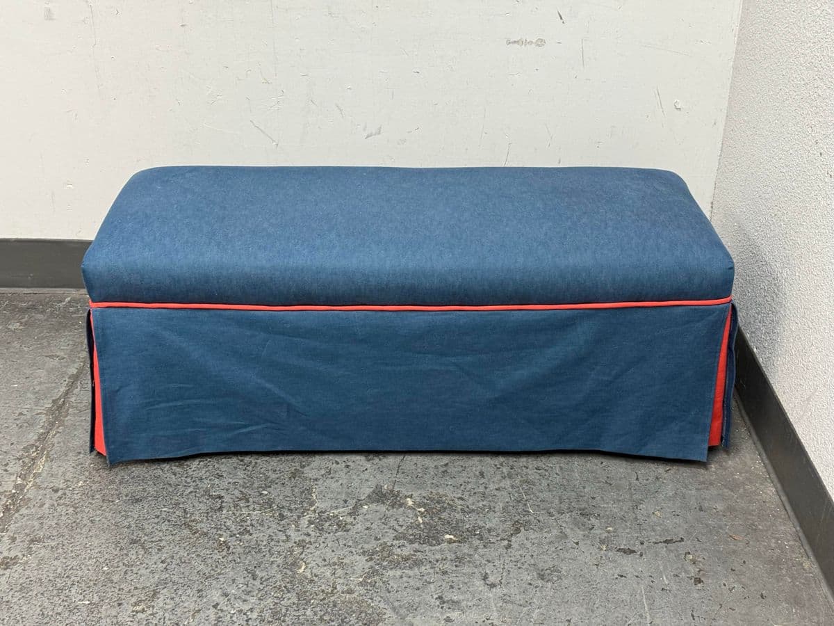 Custom Blue + Fire Orange Trim Skirted Bench - Thumbnail 3