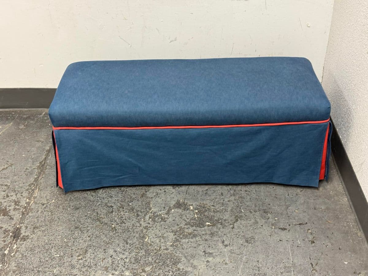 Custom Blue + Fire Orange Trim Skirted Bench - Thumbnail 4