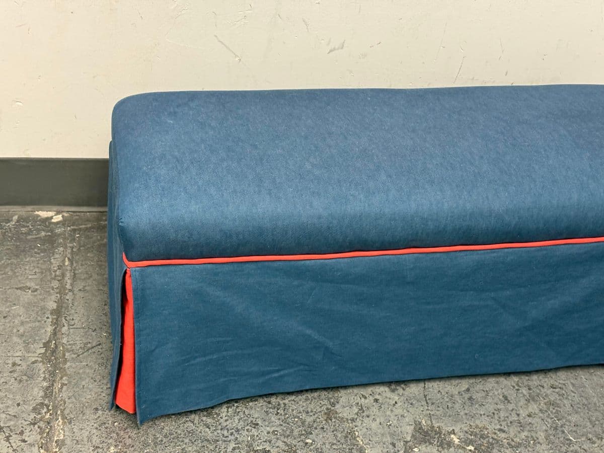 Custom Blue + Fire Orange Trim Skirted Bench - Thumbnail 5