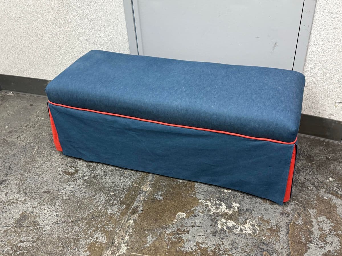 Custom Blue + Fire Orange Trim Skirted Bench - Thumbnail 11
