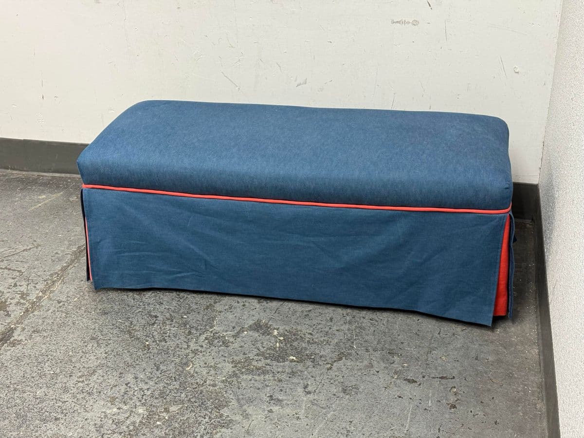 Custom Blue + Fire Orange Trim Skirted Bench - Thumbnail 7