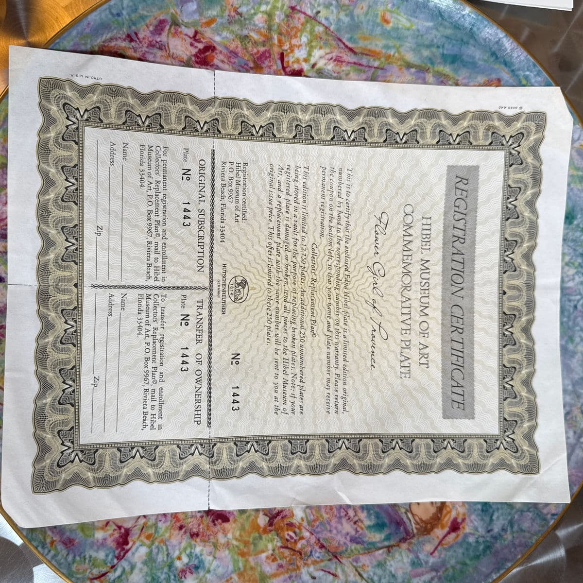 Circa 1977 Edna Hibel "Flower Girl of Provence" Limited Edition Collector's Plate - Thumbnail 11