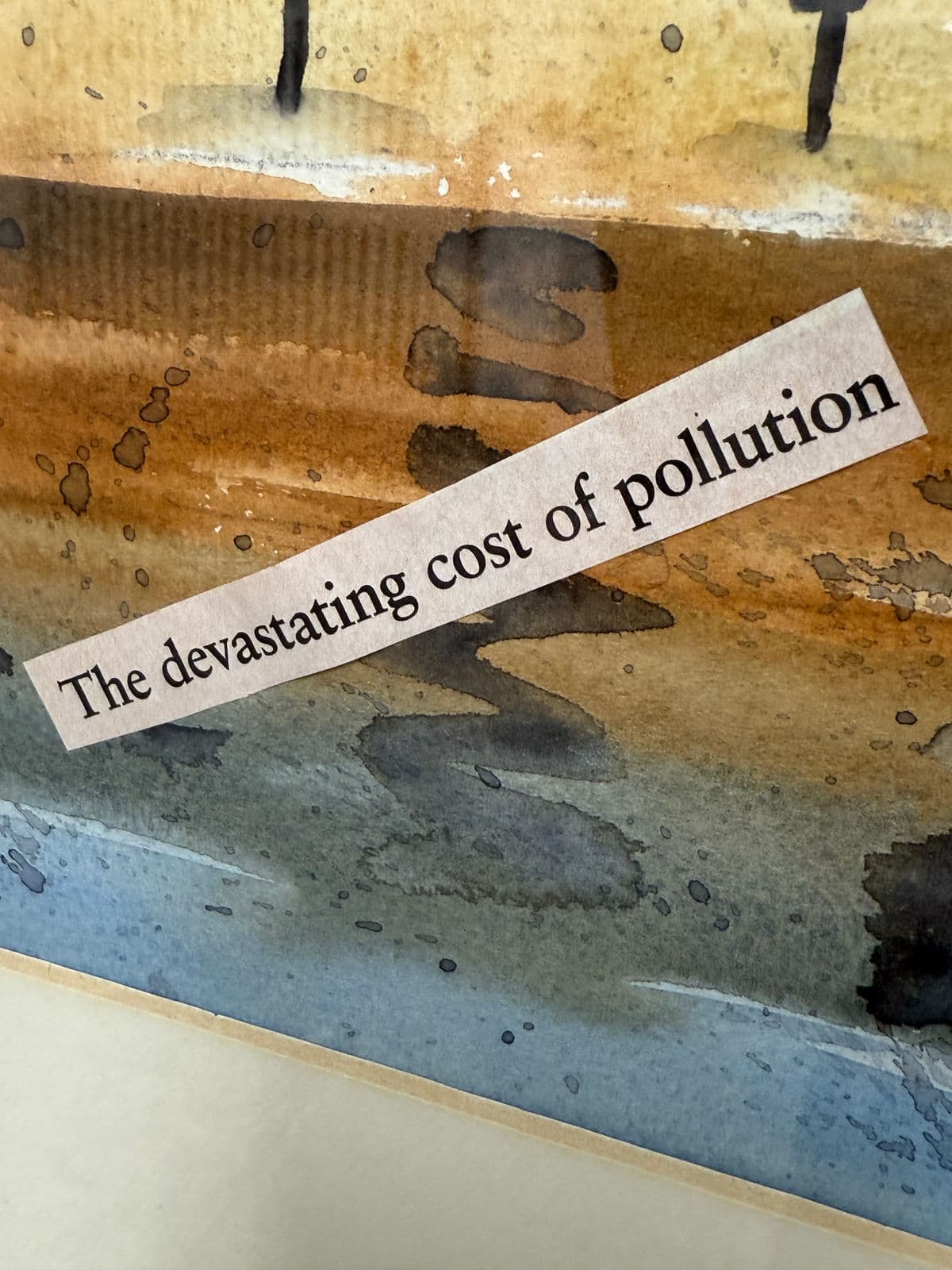 Vintage Framed Water Color "The Devastating Cost of Pollution" Signed by Artist - Thumbnail 8