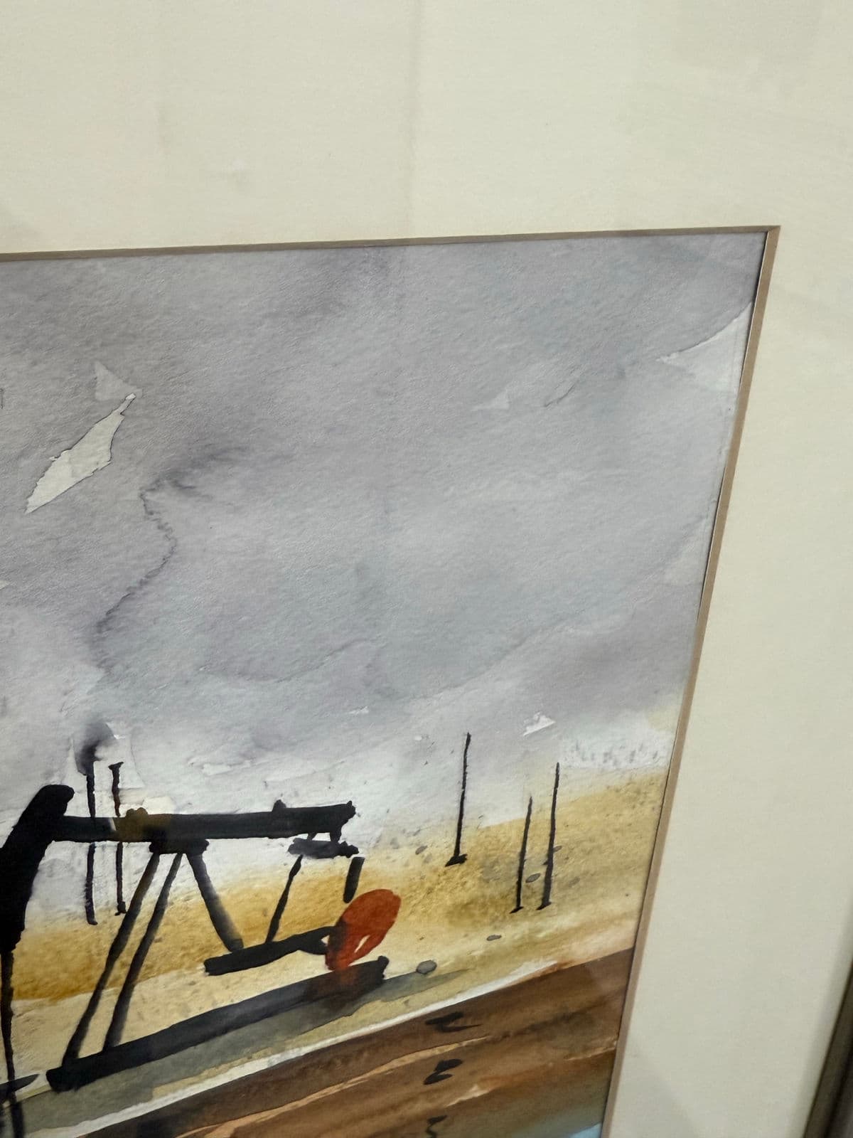 Vintage Framed Water Color "The Devastating Cost of Pollution" Signed by Artist - Thumbnail 10