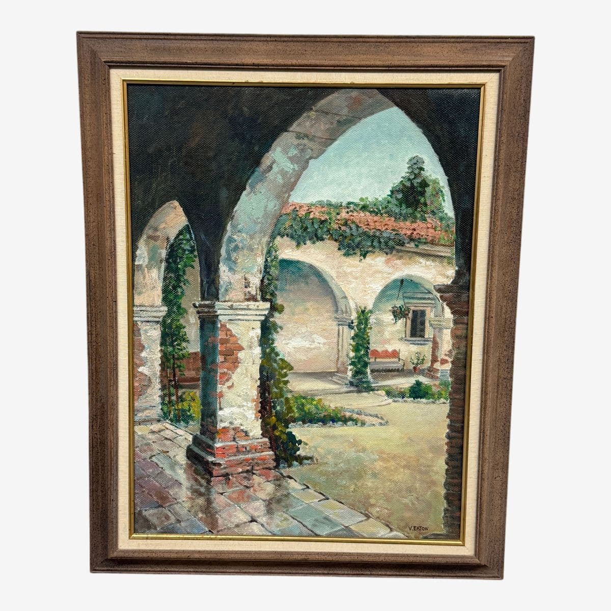 V. Eaton "Mission at San Juan Capistrano" Original Painting, Framed - Image 1